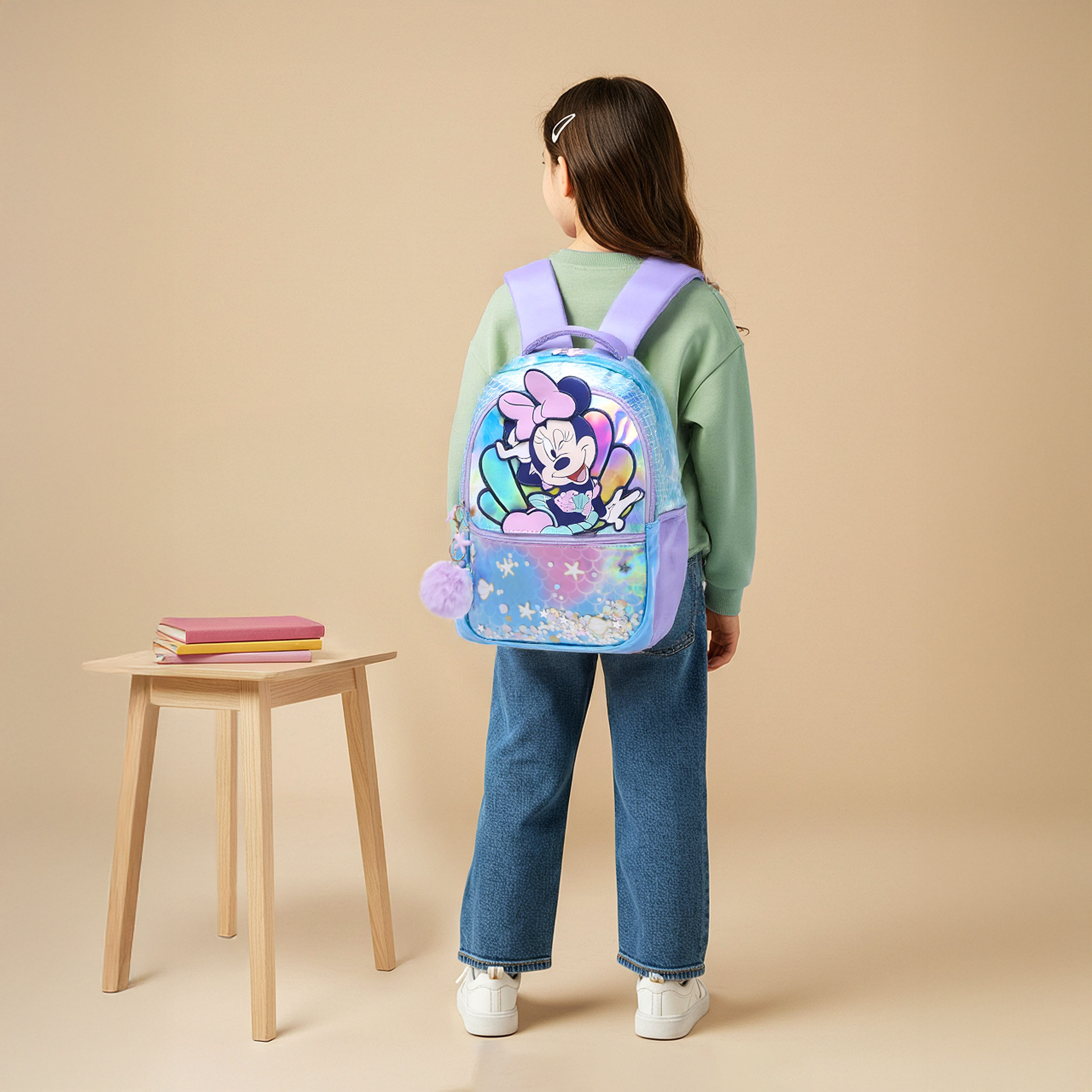 Disney Minnie Mouse Print Backpack with Adjustable Shoulder Straps and Zip Closure - 16 inches-school-bagsandbackpacks-backpacks-image-3