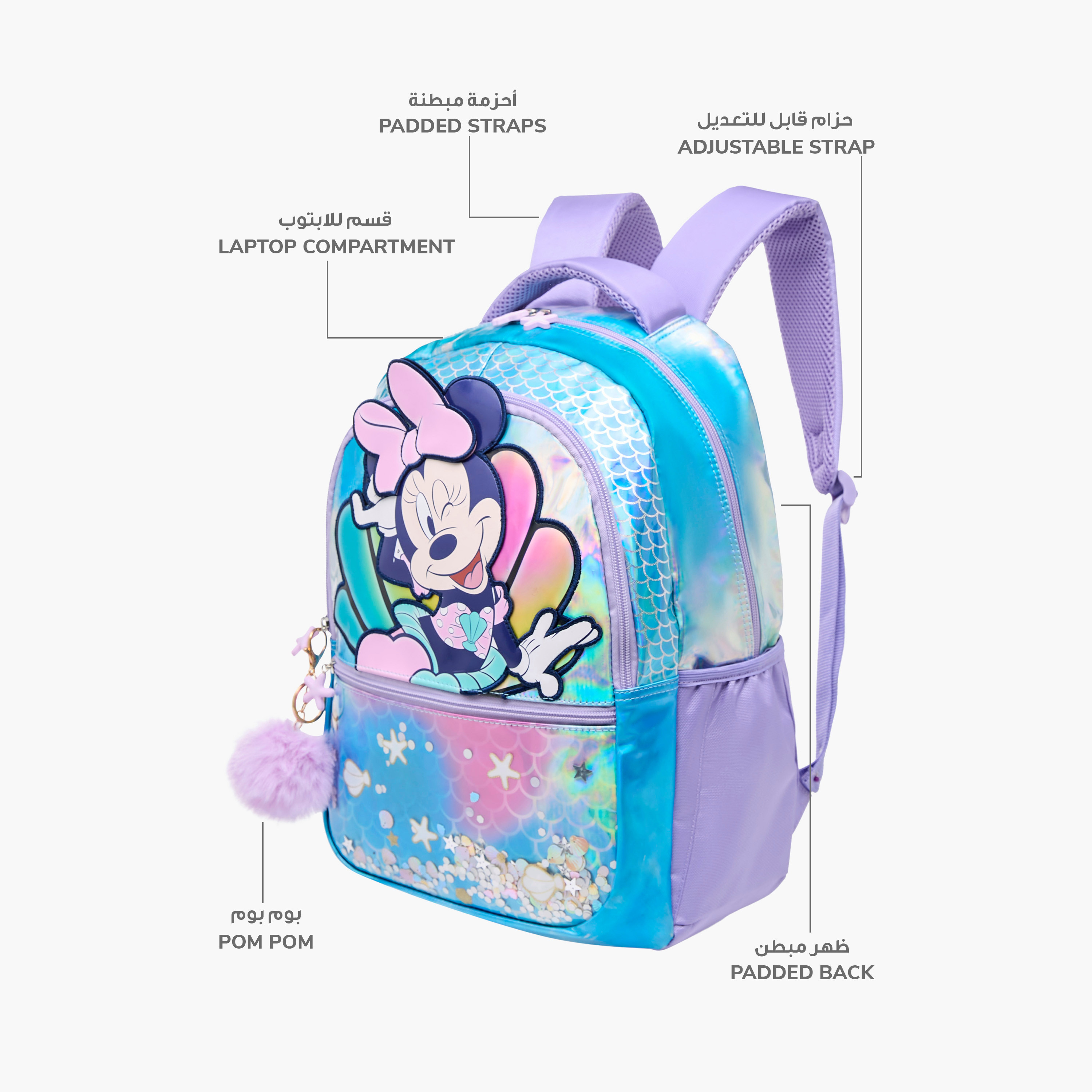 Disney Minnie Mouse Print Backpack with Adjustable Shoulder Straps and Zip Closure - 16 inches-school-bagsandbackpacks-backpacks-image-8