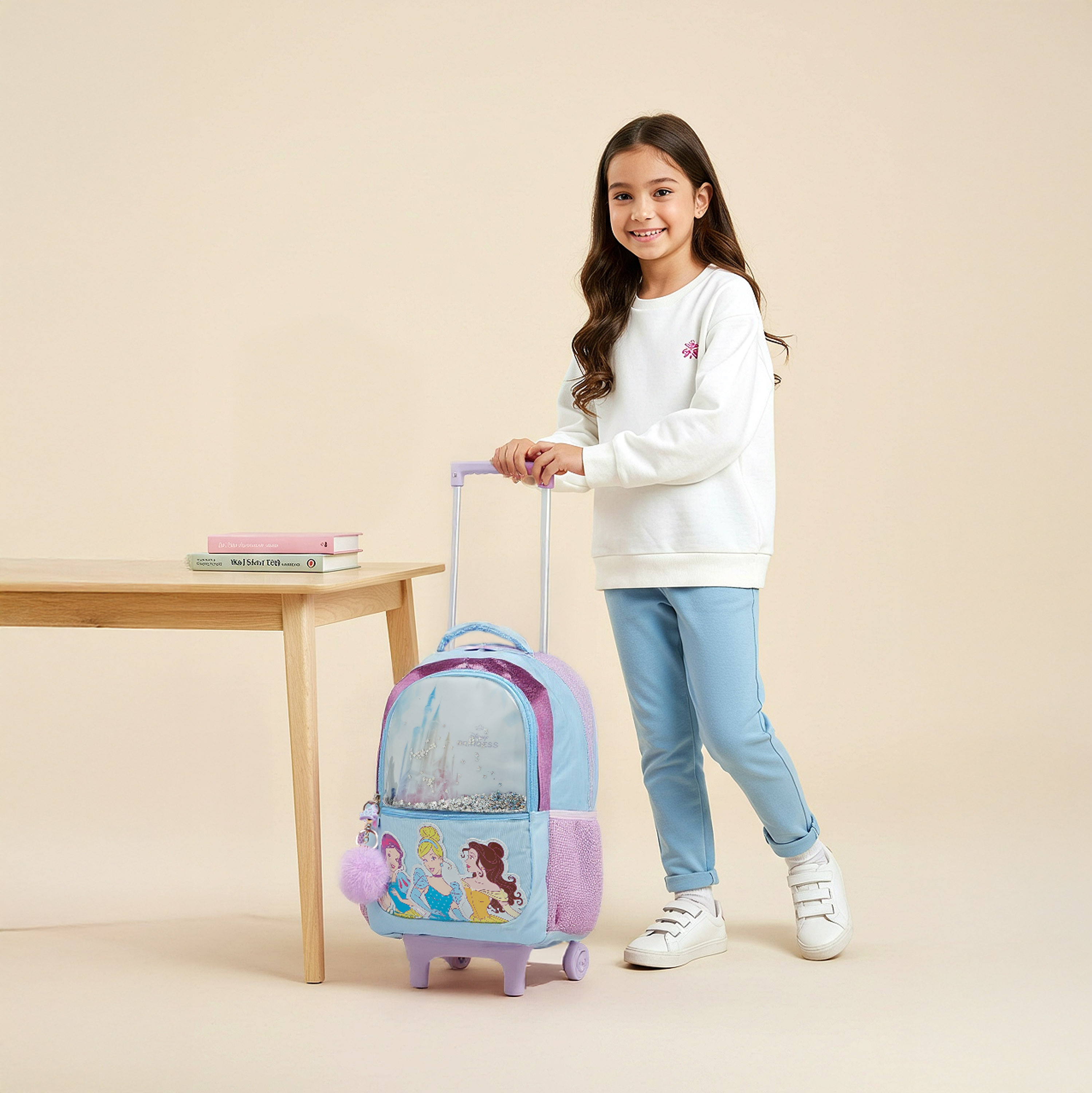 Disney Princess Trolley Bag for Girls 5-8 Years with Adjustable Strap -school-bagsandbackpacks-trolleybags-image-2