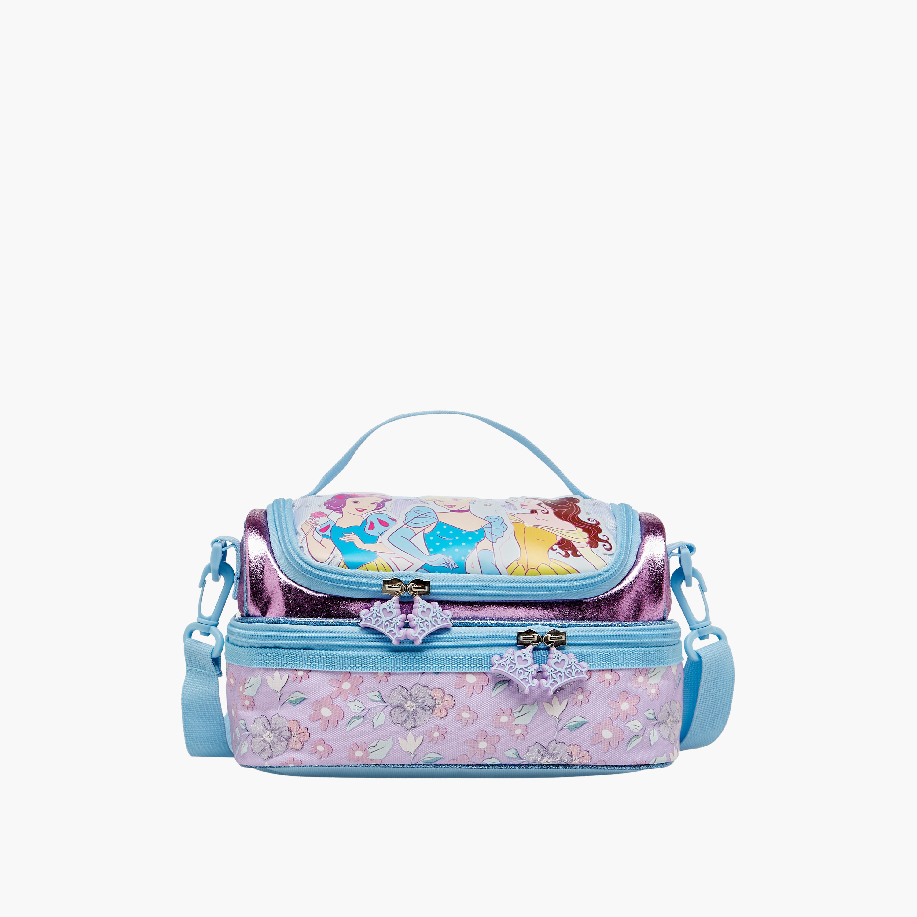 Disney Princess Print Double Layer Lunch Bag with Zip Closure-school-lunchessentials-lunchbags-image-1