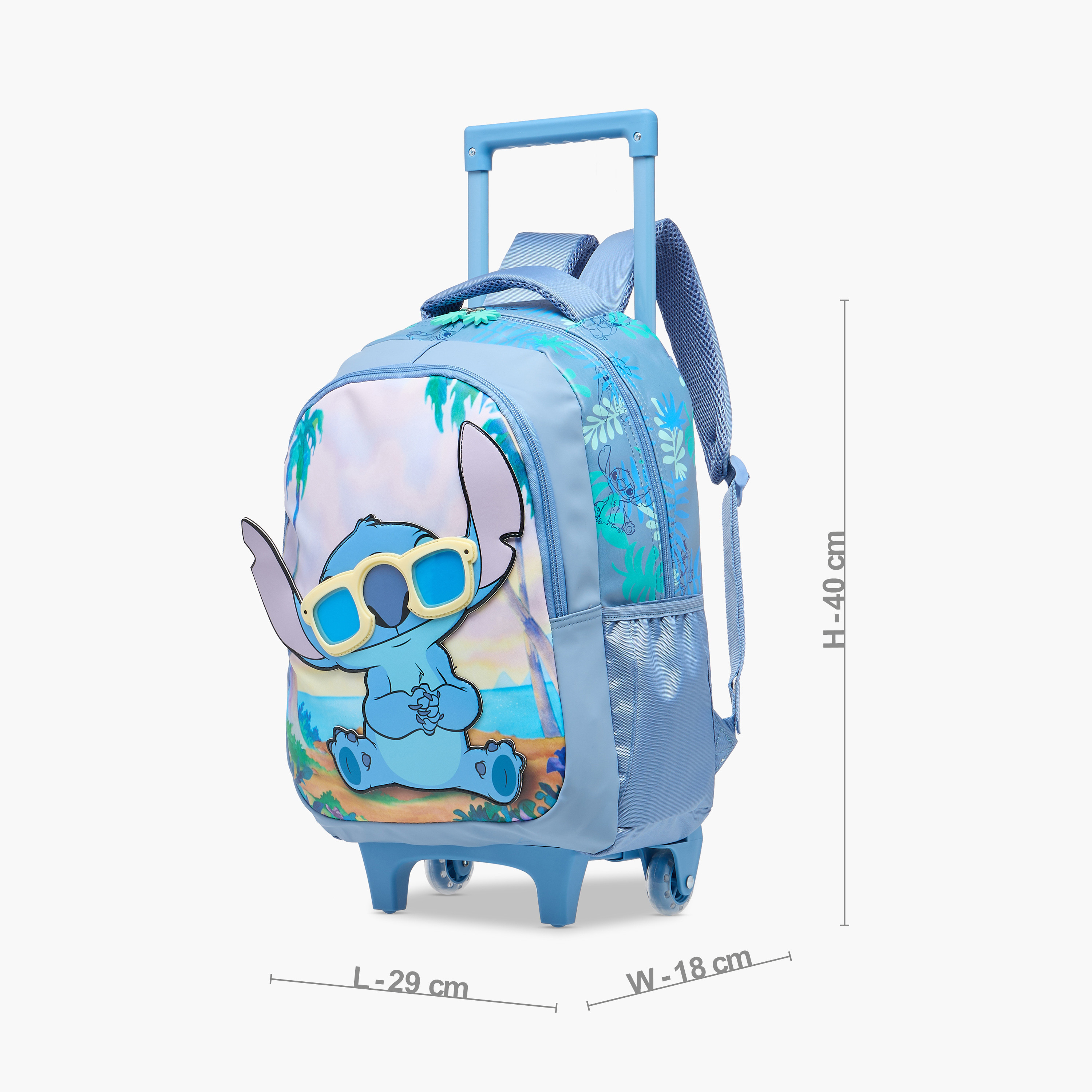 Disney Stitch Print Trolley Backpack with Retractable Handle - 16 inches-school-bagsandbackpacks-trolleybags-image-2