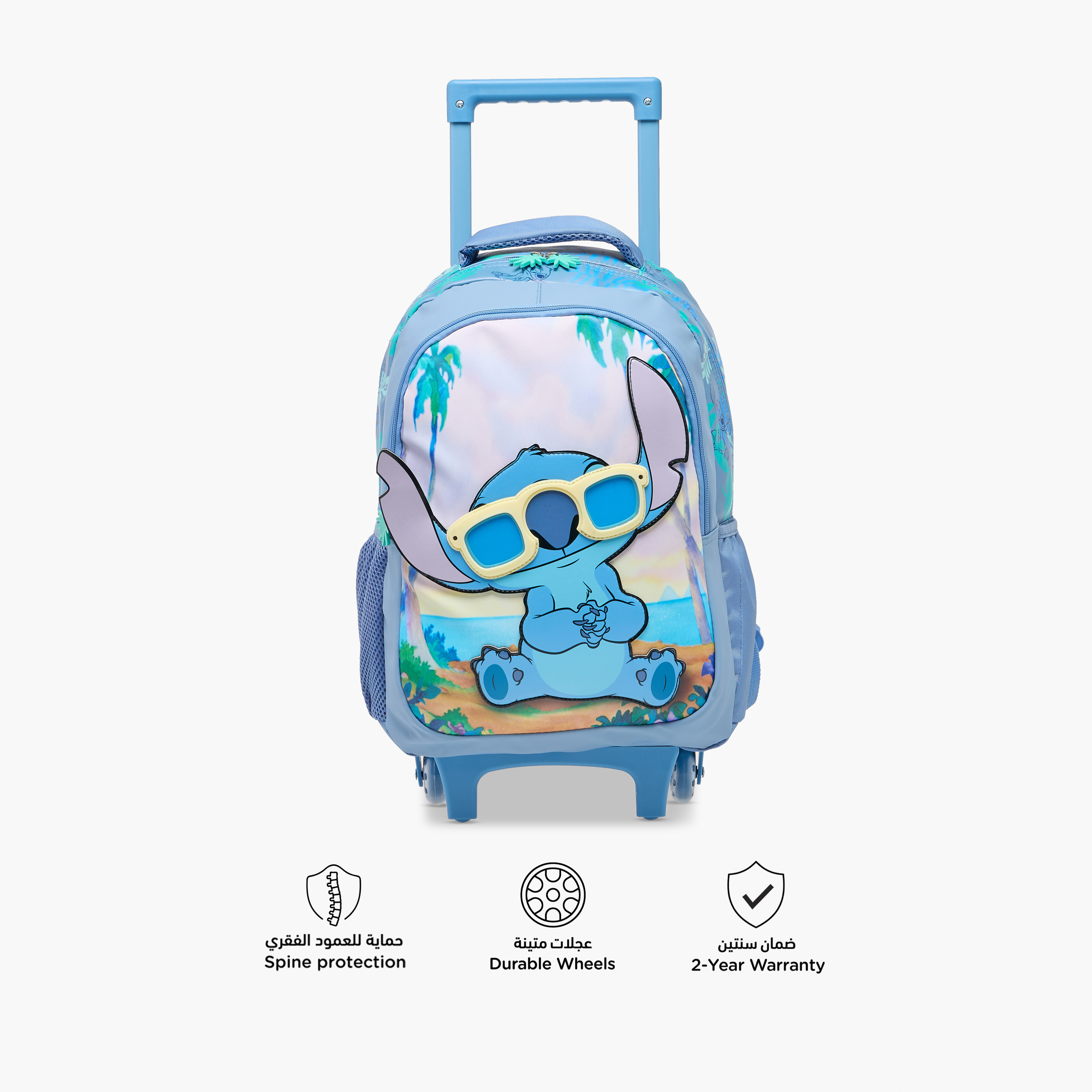 Disney Stitch Print Trolley Backpack with Retractable Handle - 16 inches-school-bagsandbackpacks-trolleybags-image-4