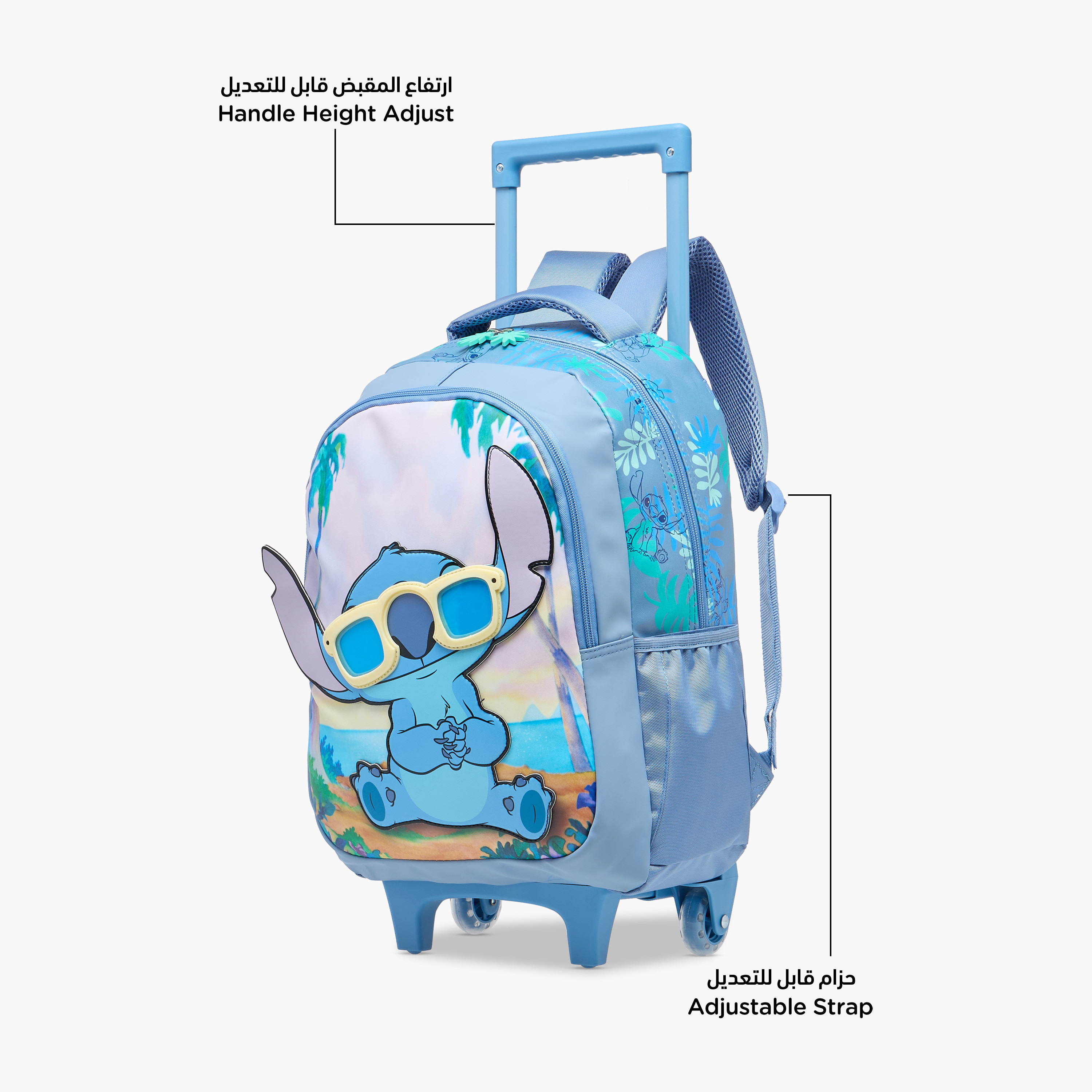 Disney Stitch Print Trolley Backpack with Retractable Handle - 16 inches-school-bagsandbackpacks-trolleybags-image-6