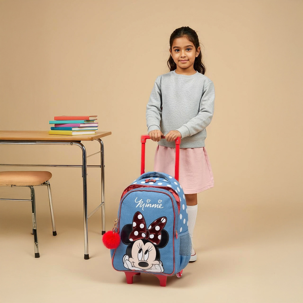 Disney Minnie Trolley Bag for Girls 5-8 Years with Adjustable Strap -school-bagsandbackpacks-trolleybags-image-2