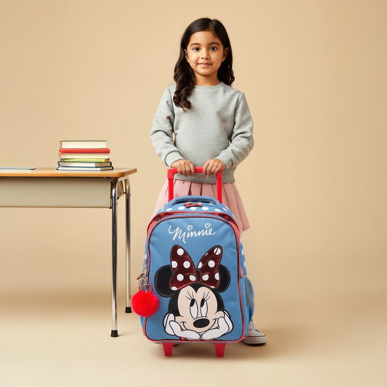 Disney Minnie Trolley Bag for Girls 5-8 Years with Adjustable Strap -school-bagsandbackpacks-trolleybags-image-3