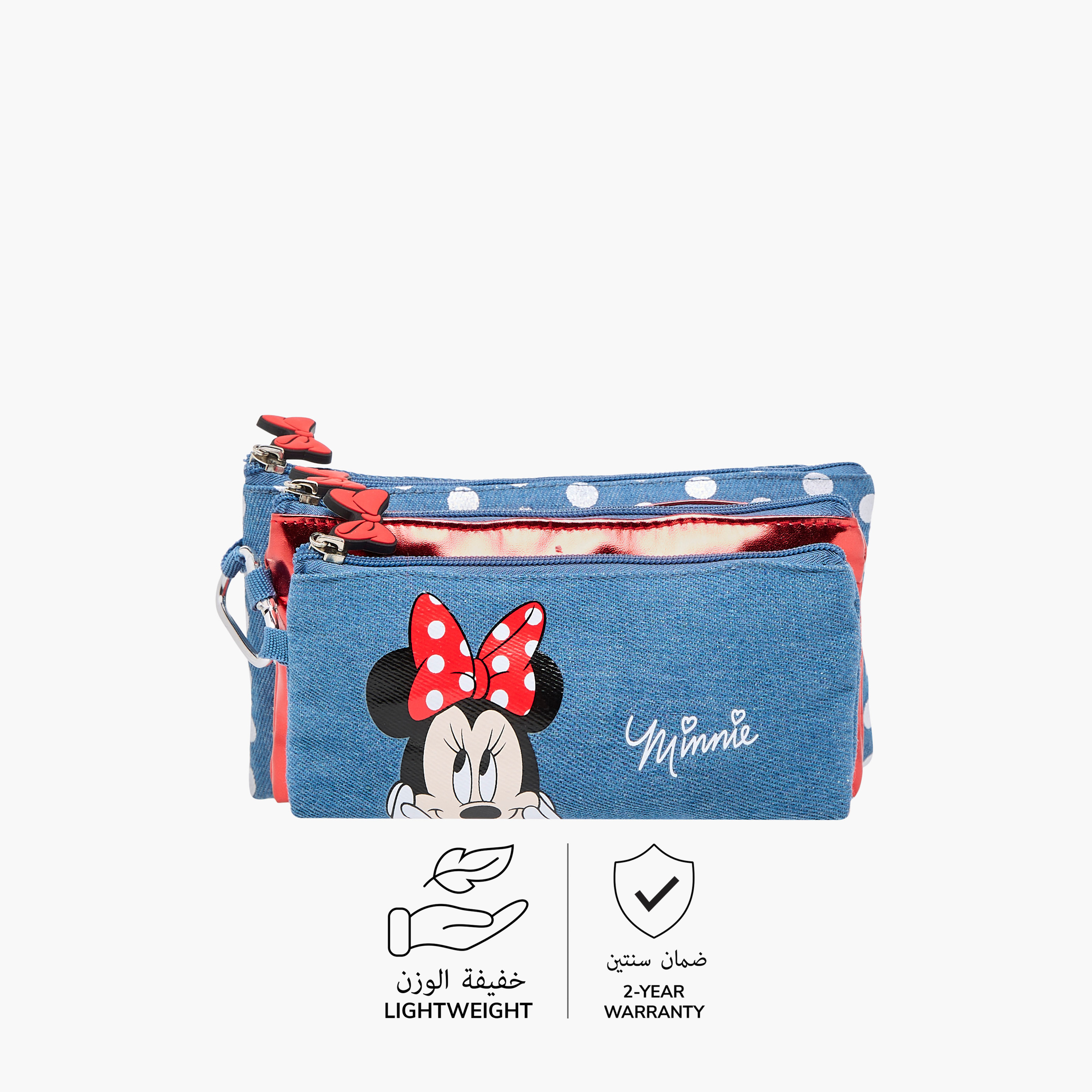 Disney Minnie Mouse Print Pencil Pouch with Zip Closure-school-stationery-pencilcases-image-4