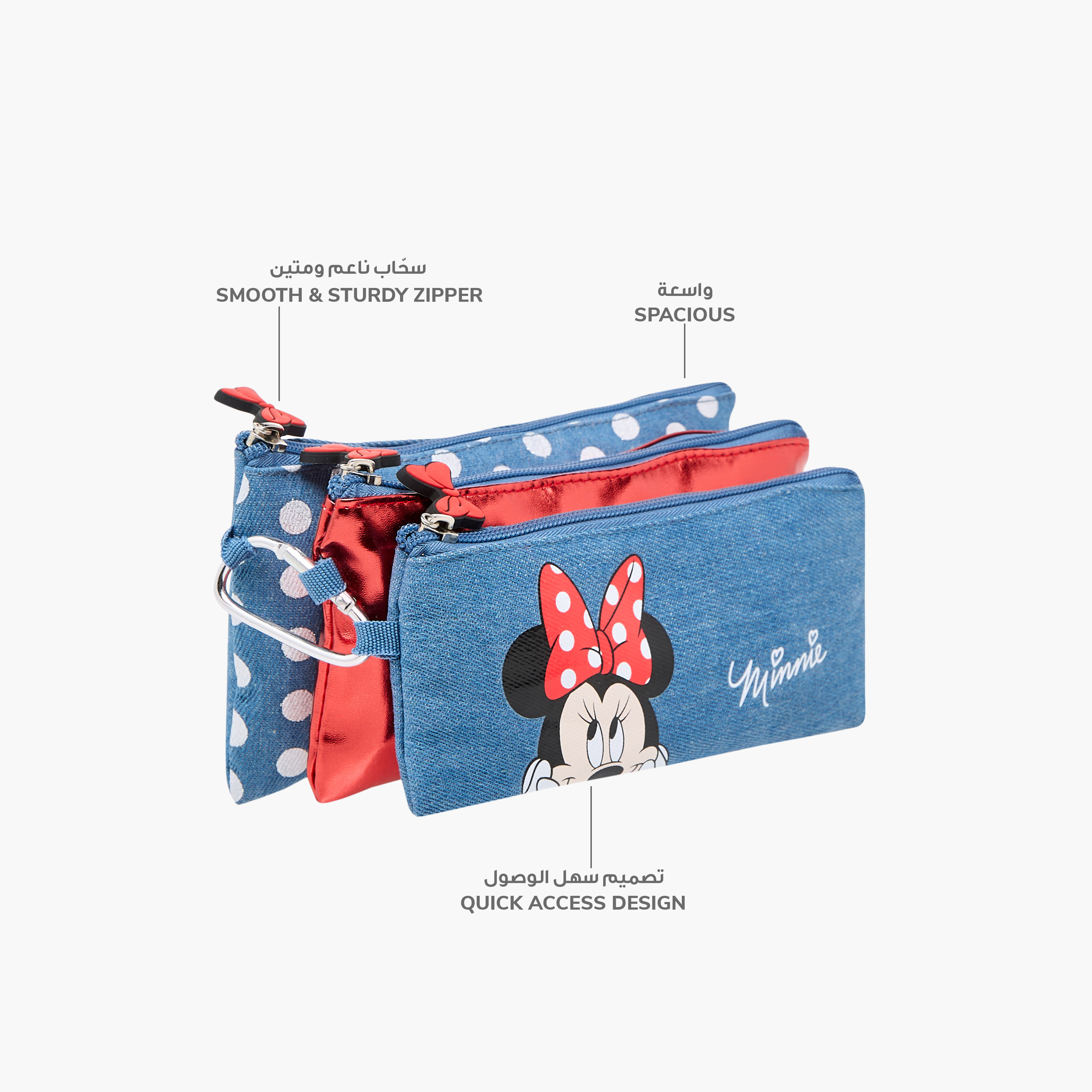 Disney Minnie Mouse Print Pencil Pouch with Zip Closure-school-stationery-pencilcases-image-5