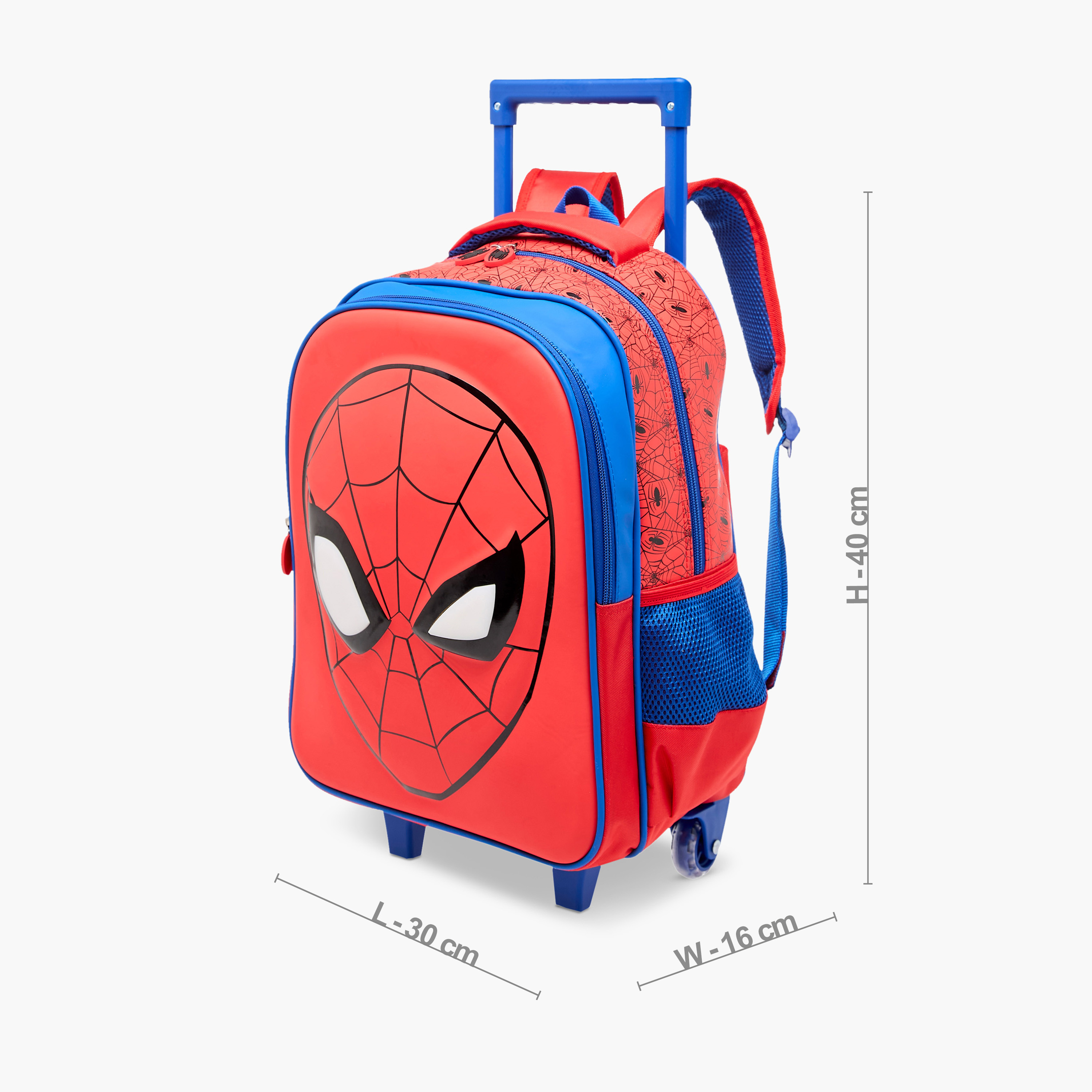 شنطة ترولي للأولاد 8-13 سنة بحزام قابل للتعديل وتصميم سبايدرمان من مارفل-school-bagsandbackpacks-trolleybags-image-4