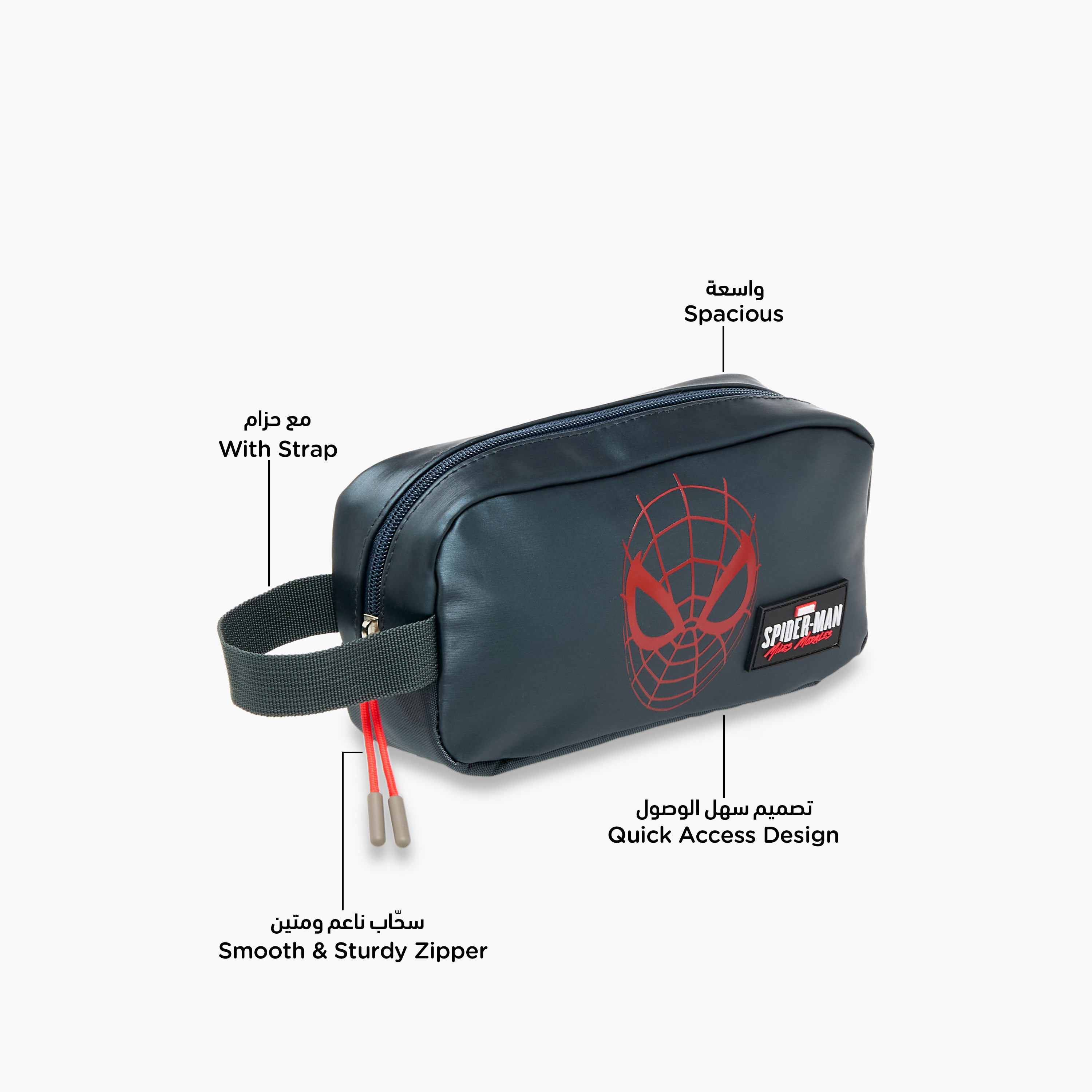 Spider-Man Print Pencil Pouch with Zip Closure-school-stationery-pencilcases-image-5