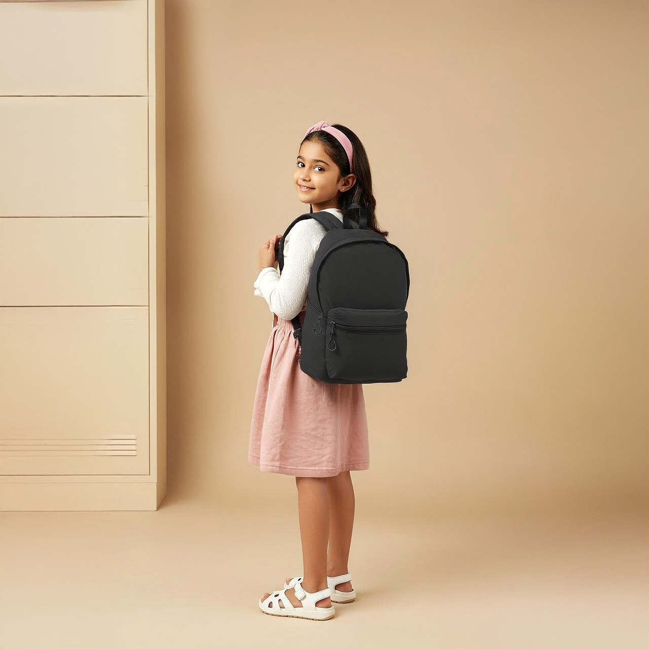 Juniors Solid Backpack with Adjustable Straps and Zip Closure - 17 inches-school-bagsandbackpacks-backpacks-image-2
