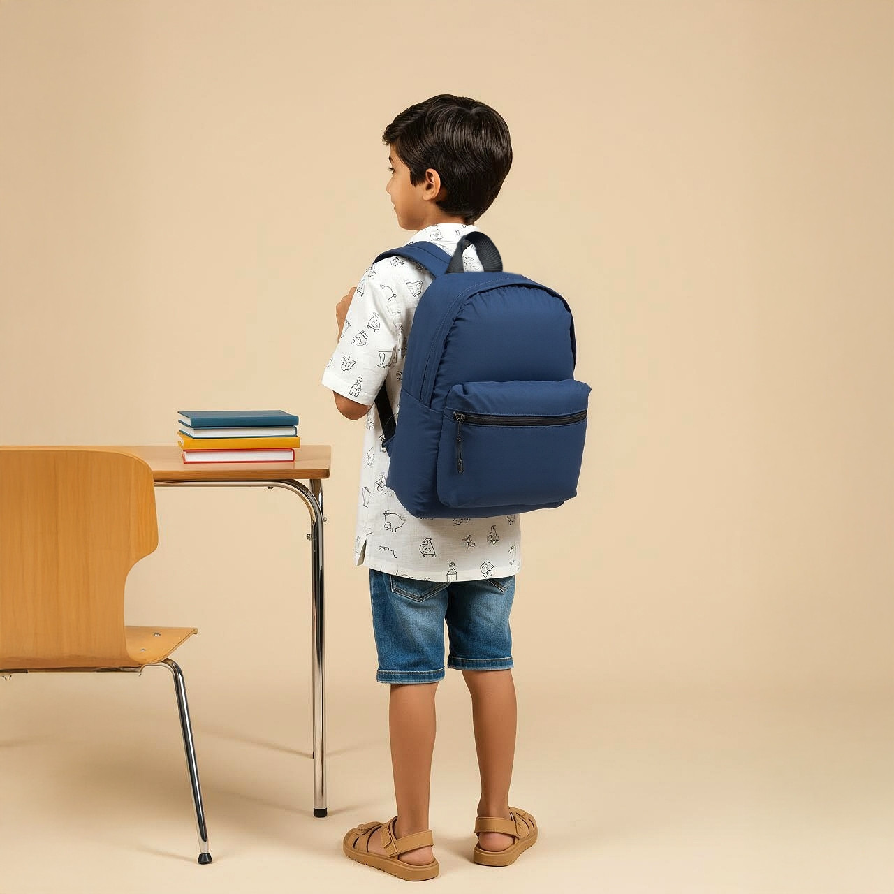 Juniors Solid Backpack with Adjustable Straps and Zip Closure - 17 inches-school-bagsandbackpacks-backpacks-image-3