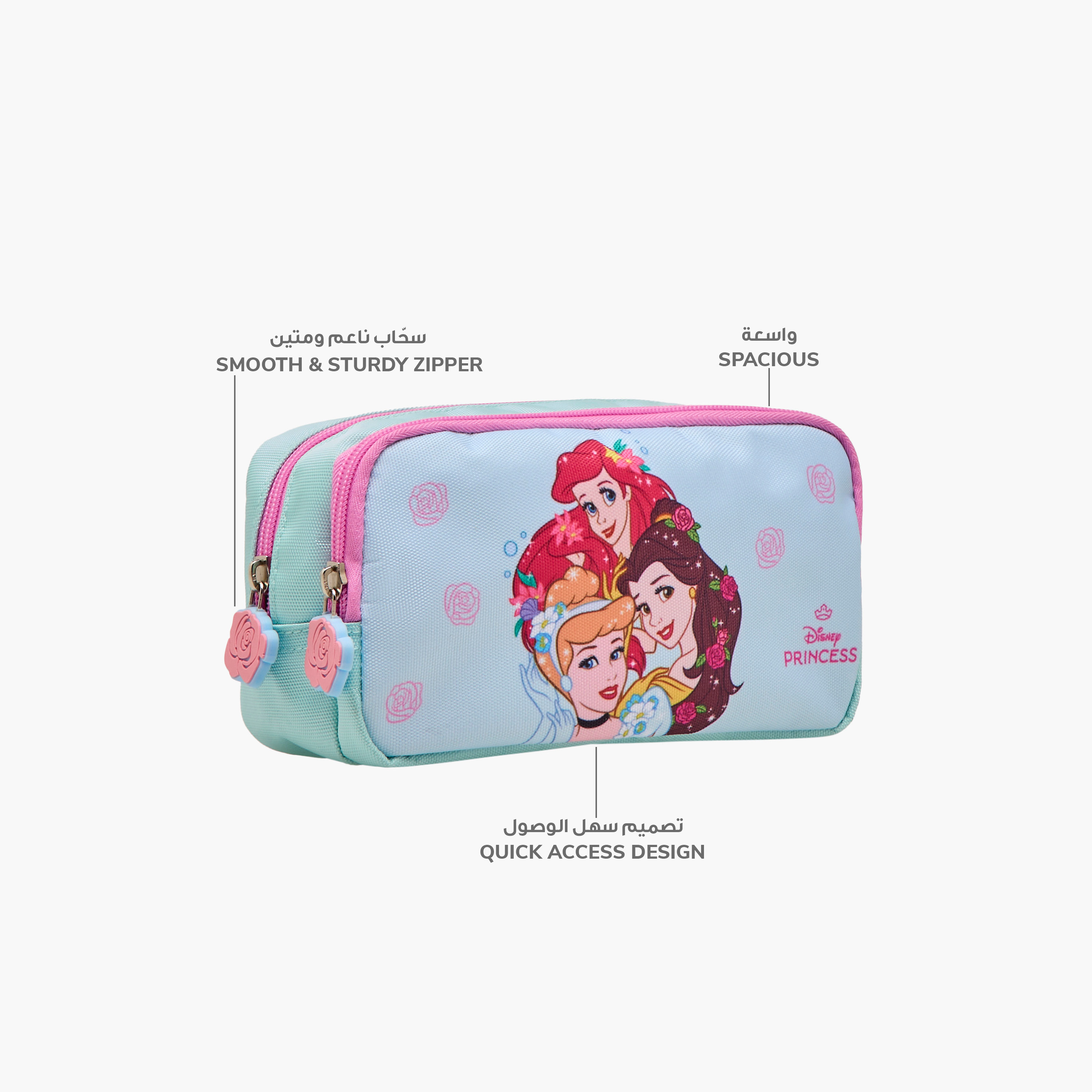 Disney Princess Print Pencil Pouch with Zip Closure-school-stationery-pencilcases-image-6