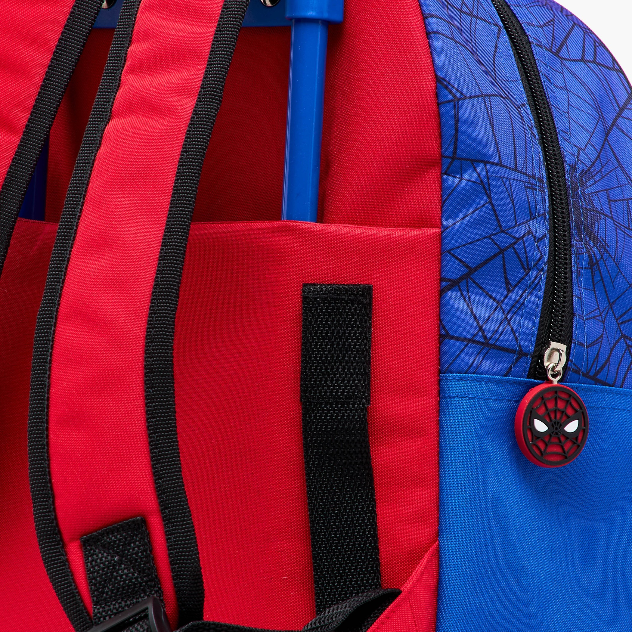 طقم شنطة ترولي مدرسية 3 قطع للأولاد 2-5 سنوات مع شنطة غداء ومقلمة بتصميم سبايدرمان من ديزني-school-bagsandbackpacks-trolleybags-image-13
