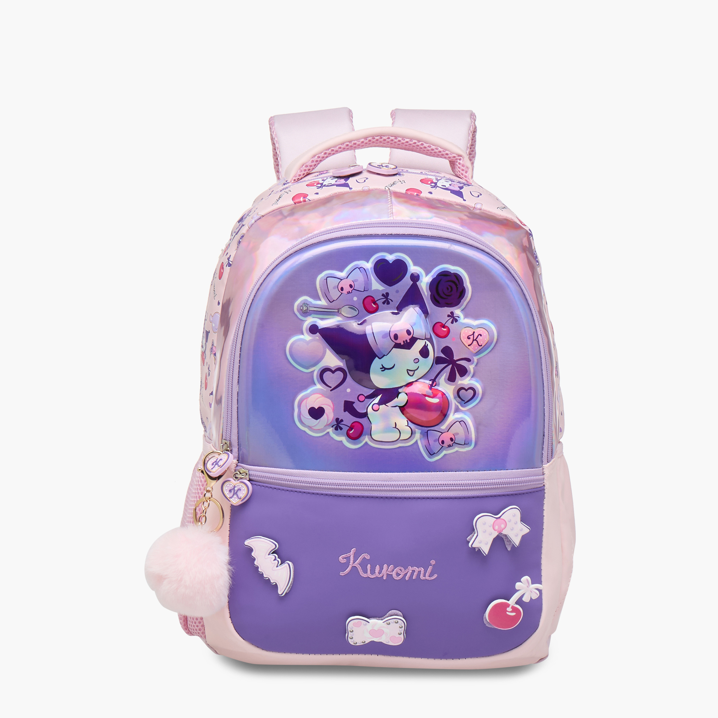Sanrio Kuromi Print Backpack with Adjustable Straps and Zip Closure - 16 inches-school-bagsandbackpacks-backpacks-image-1