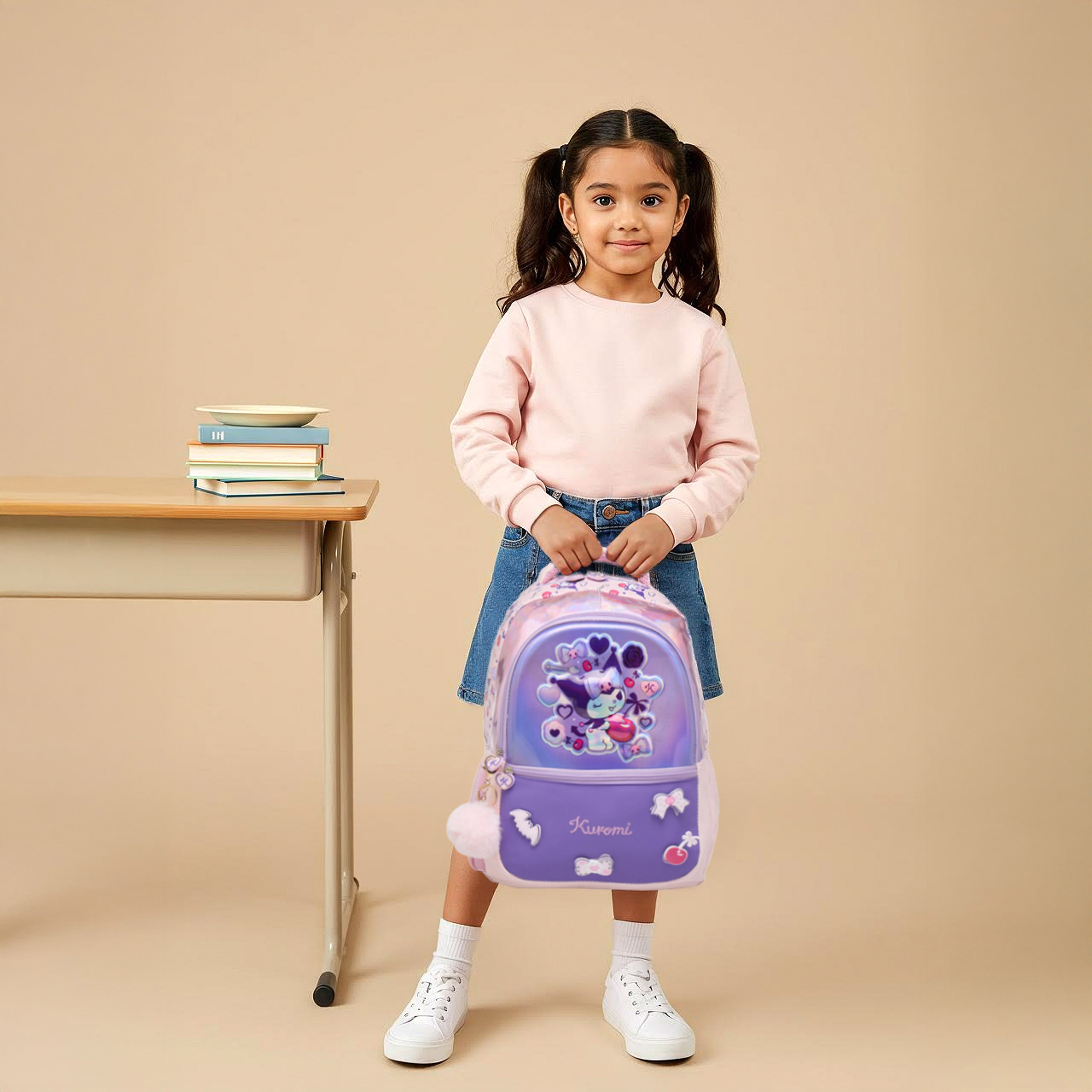 Sanrio Kuromi Print Backpack with Adjustable Straps and Zip Closure - 16 inches-school-bagsandbackpacks-backpacks-image-2