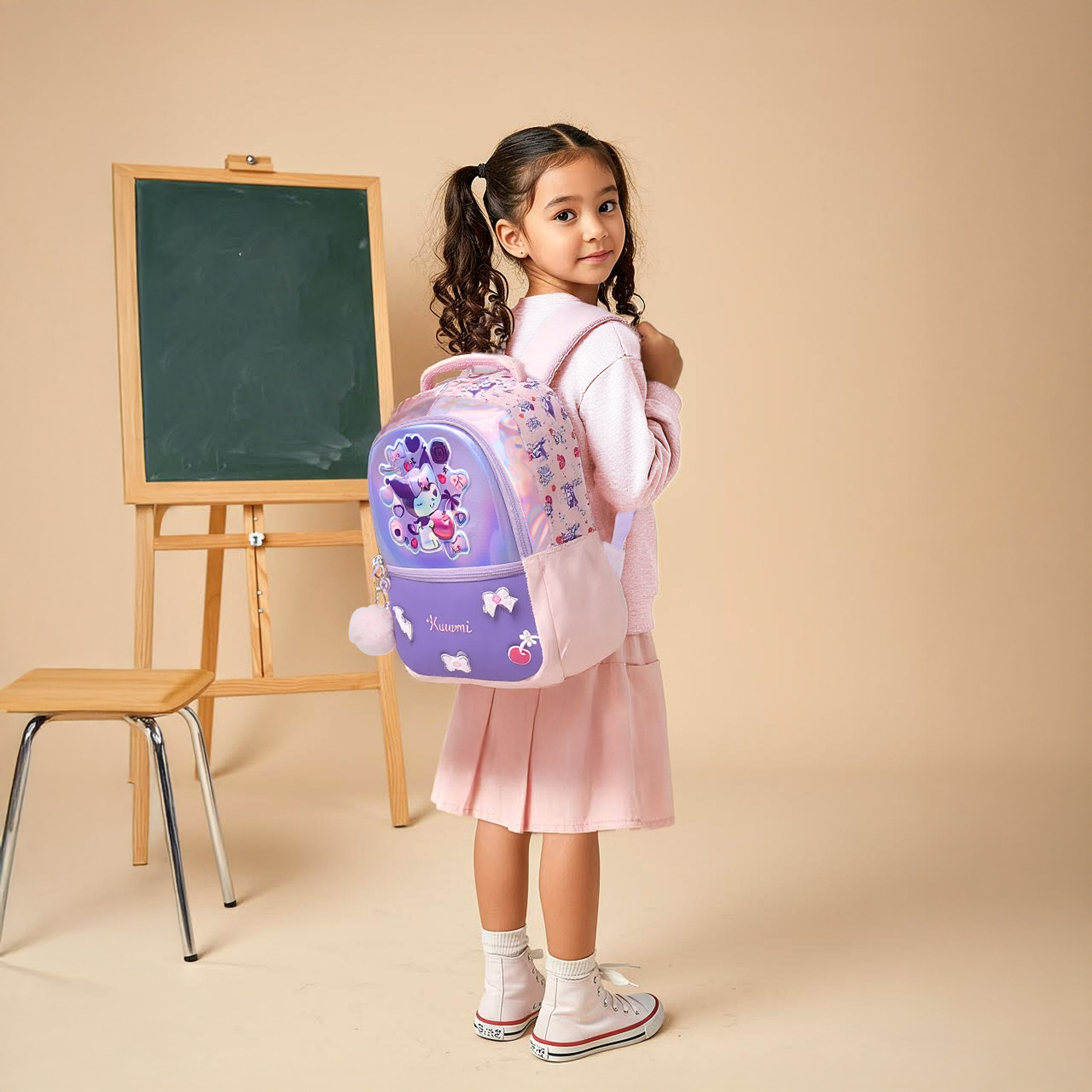 Sanrio Kuromi Print Backpack with Adjustable Straps and Zip Closure - 16 inches-school-bagsandbackpacks-backpacks-image-3