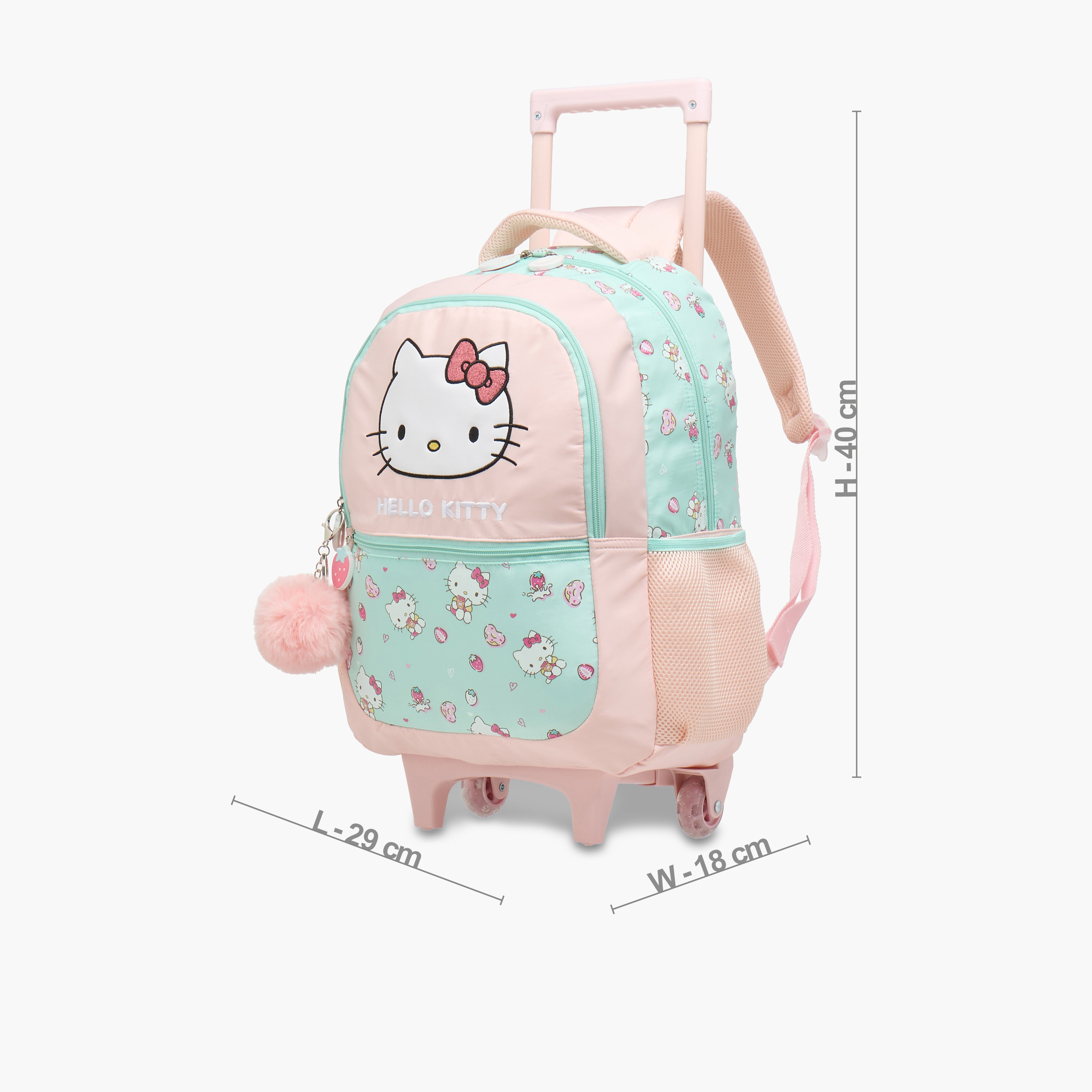 شنطة ترولي للبنات 5-8 سنوات بحزام قابل للتعديل وطبعات هالو كيتي -school-bagsandbackpacks-trolleybags-image-6