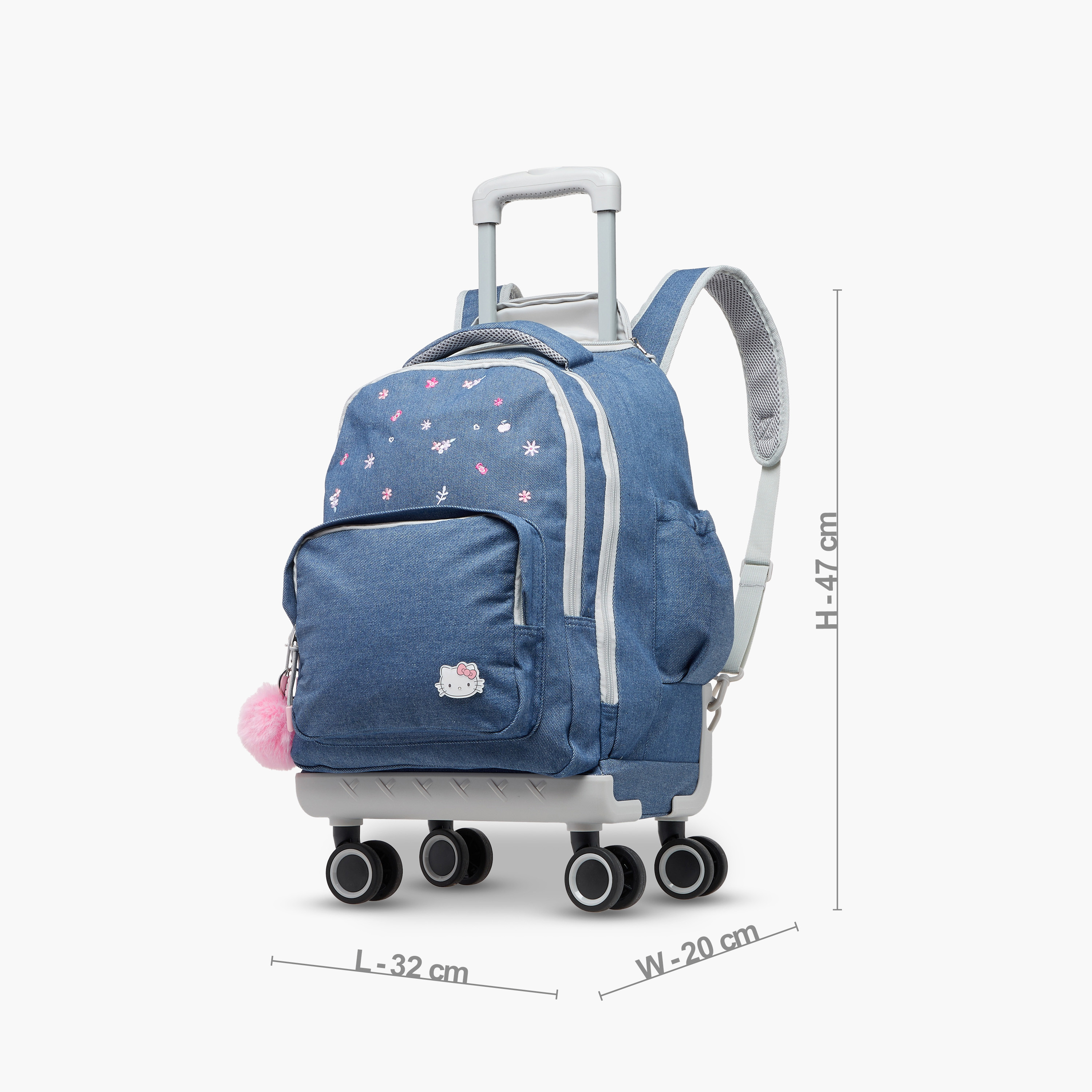 Hello Kitty Print Trolley Backpack with Retractable Handle - 18 inches-school-bagsandbackpacks-trolleybags-image-3