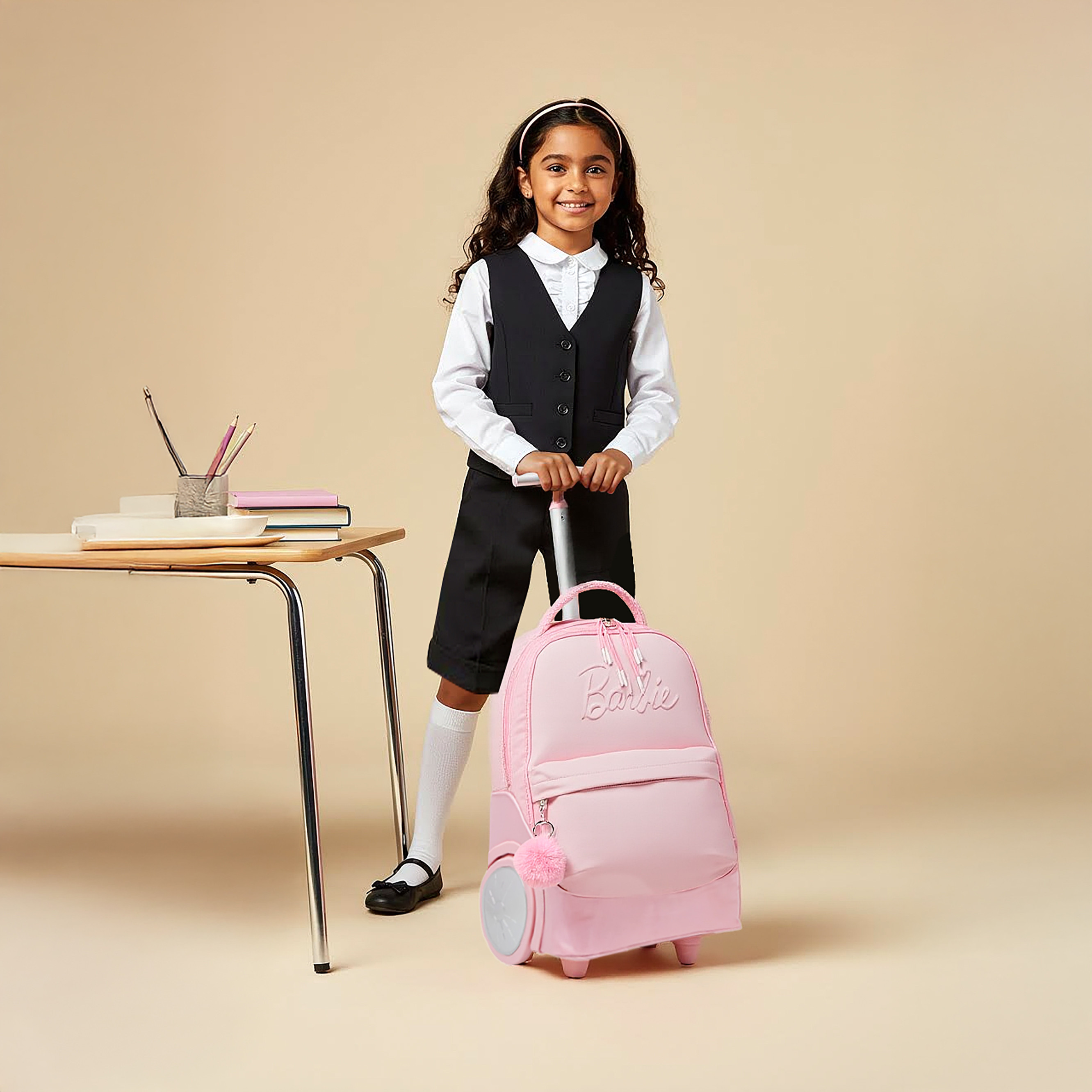 Mattel Barbie Trolley Bag for Girls 8-13 Years with Laptop Compartment -school-bagsandbackpacks-trolleybags-image-3