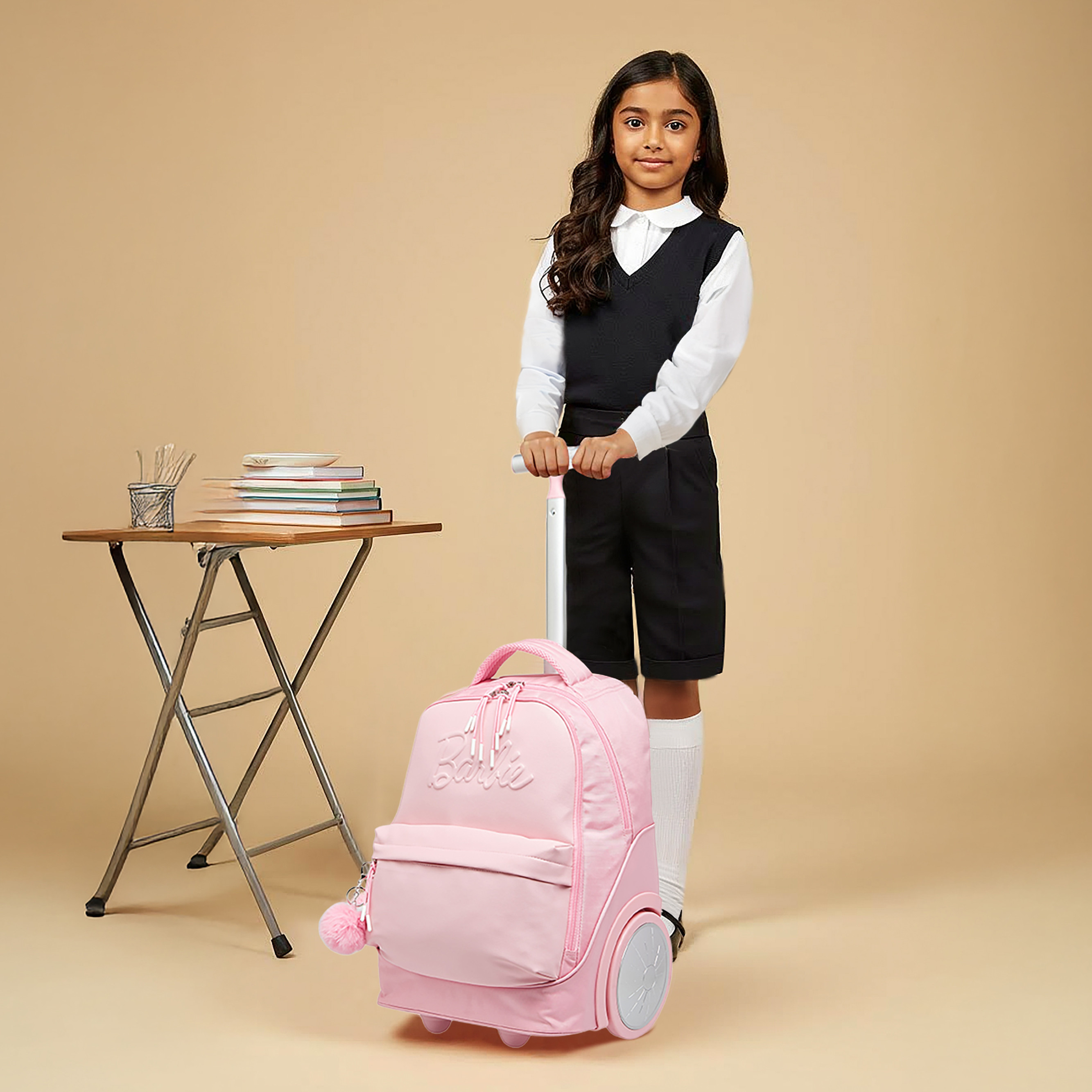 Mattel Barbie Trolley Bag for Girls 8-13 Years with Laptop Compartment -school-bagsandbackpacks-trolleybags-image-4