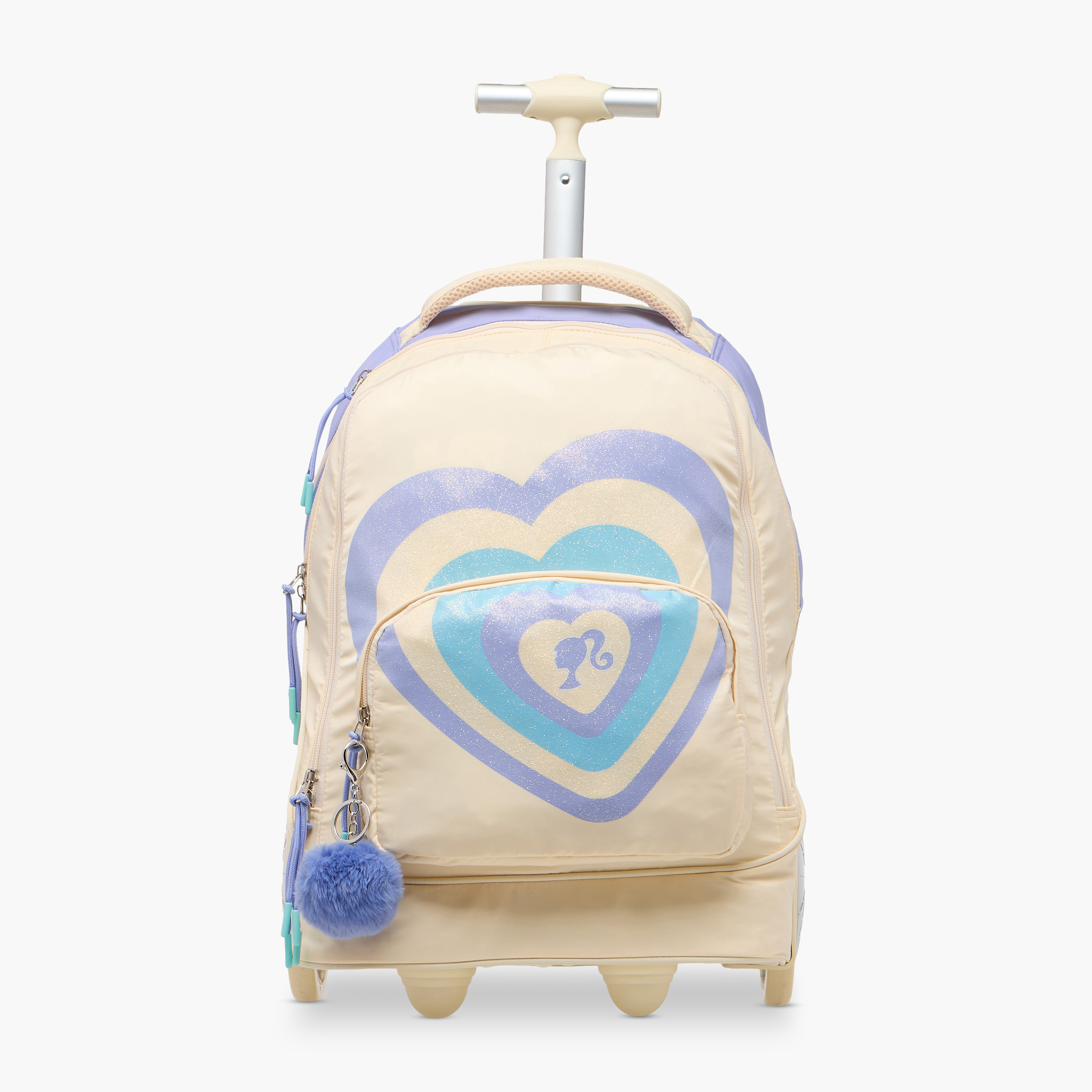 Barbie Print Trolley Backpack with Retractable Handle - 18 inches-school-bagsandbackpacks-trolleybags-image-2