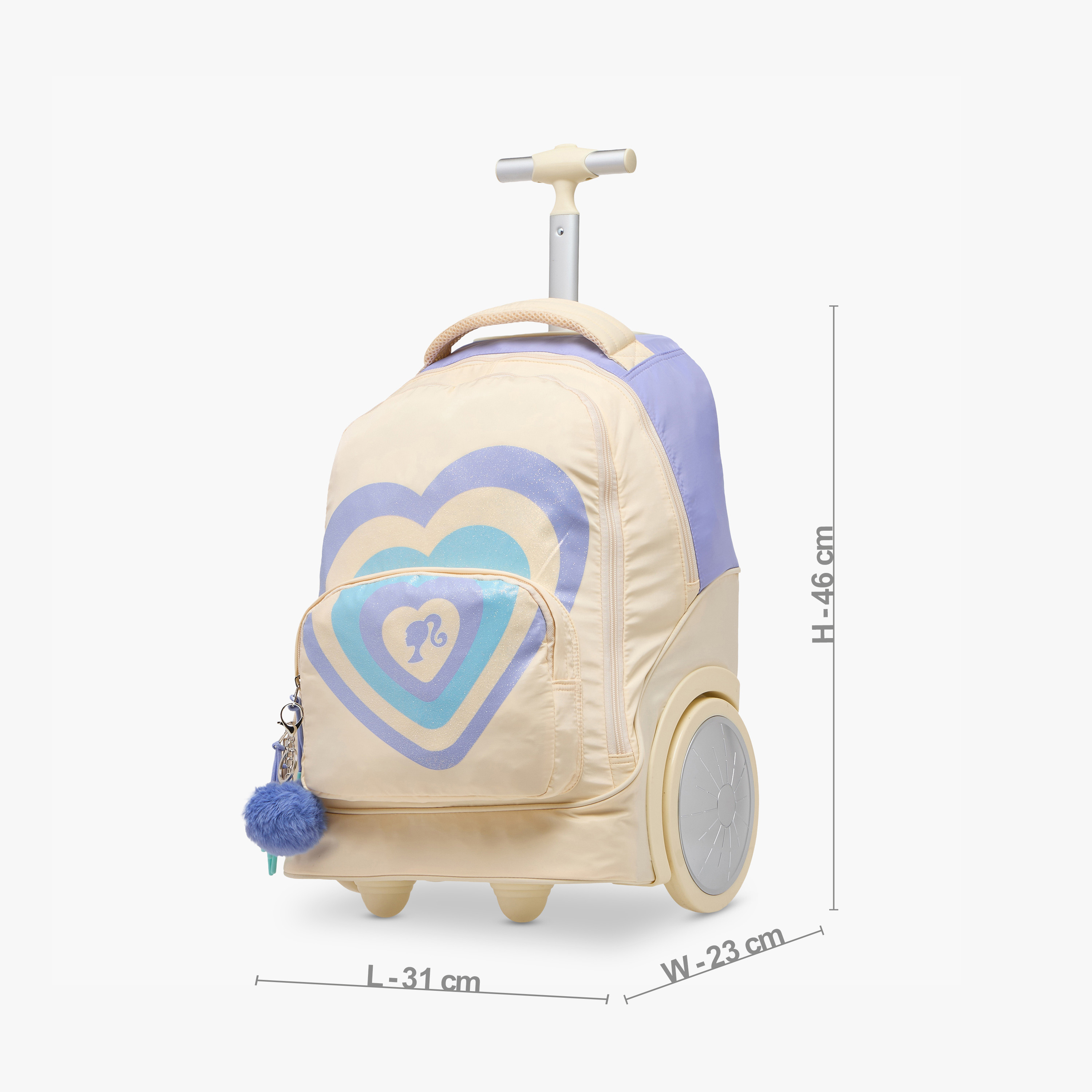 Barbie Print Trolley Backpack with Retractable Handle - 18 inches-school-bagsandbackpacks-trolleybags-image-3