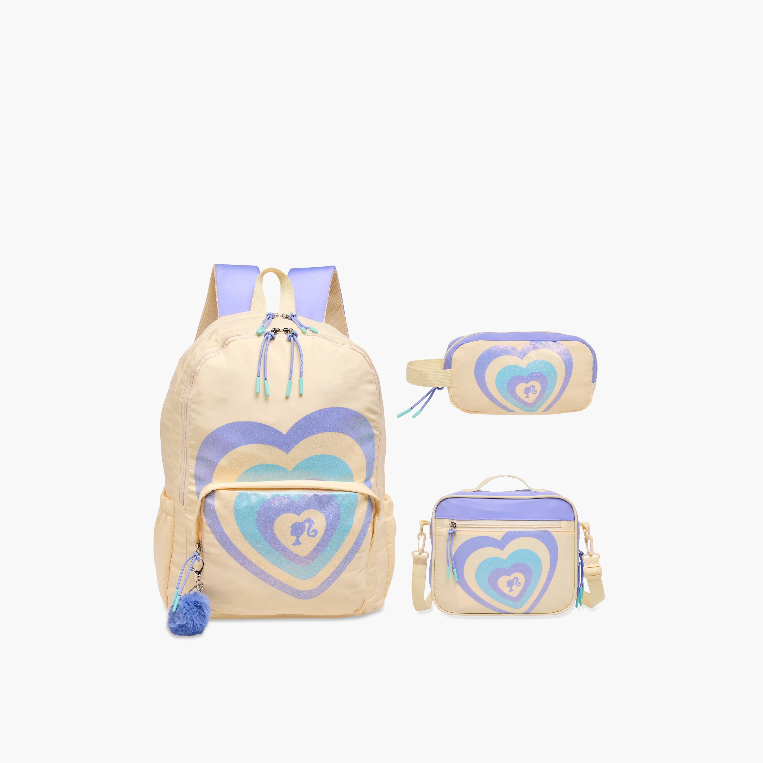 Barbie Heart Print Backpack with Adjustable Straps and Zip Closure - 16.5 inches-school-bagsandbackpacks-backpacks-image-1