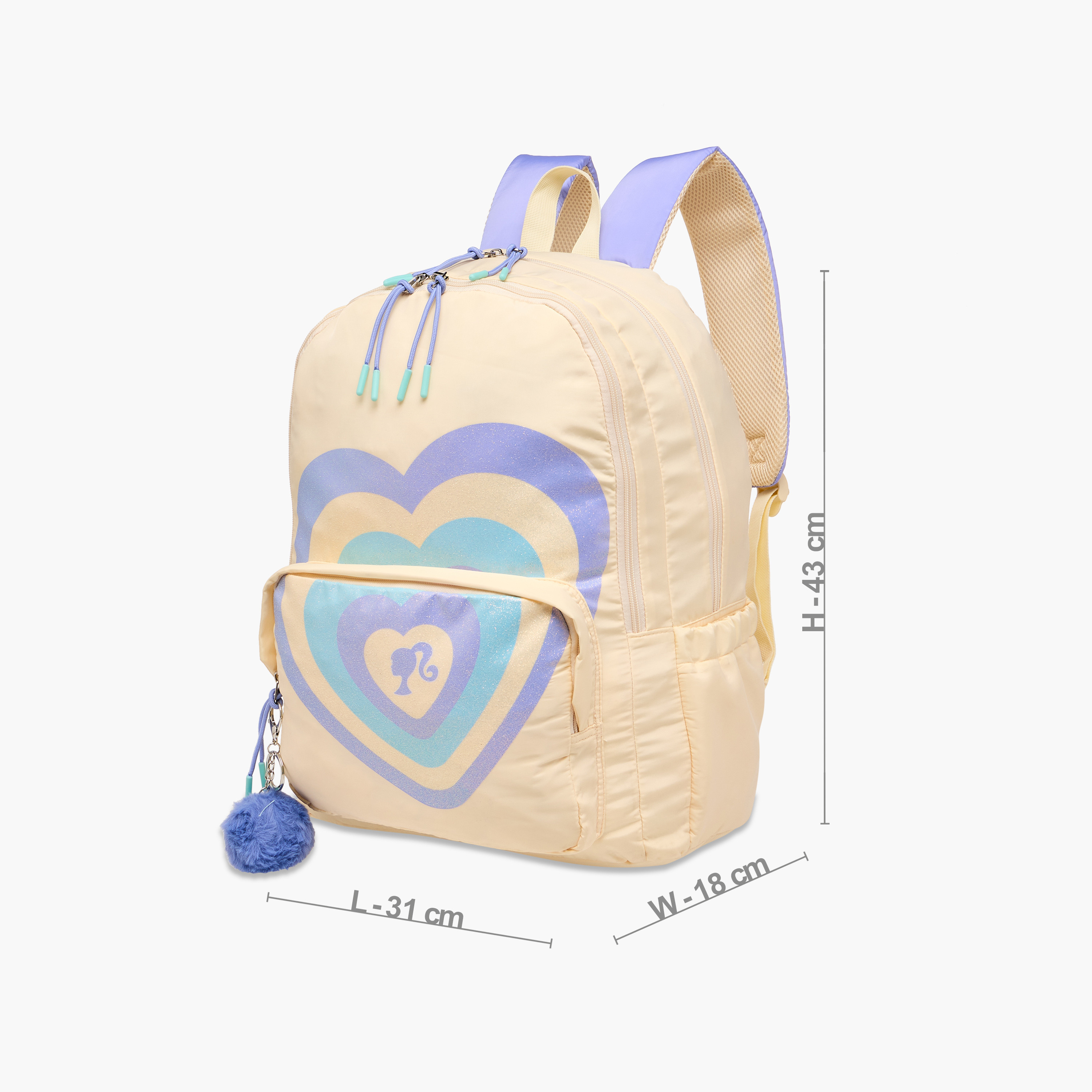 Barbie Heart Print Backpack with Adjustable Straps and Zip Closure - 16.5 inches-school-bagsandbackpacks-backpacks-image-3