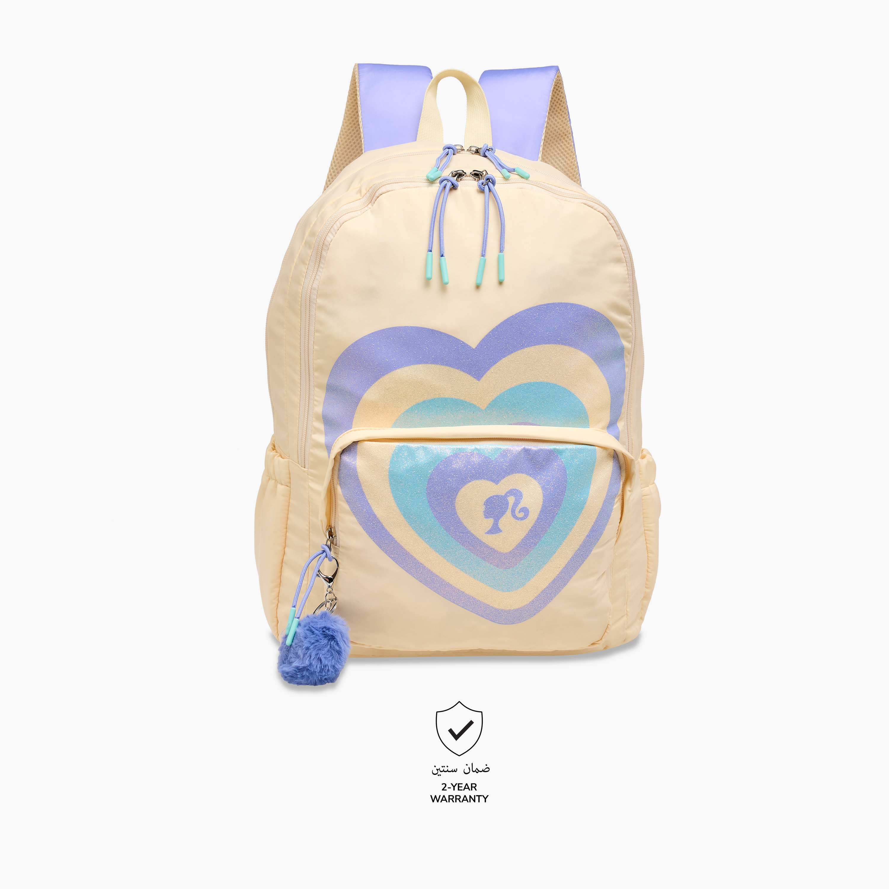 Barbie Heart Print Backpack with Adjustable Straps and Zip Closure - 16.5 inches-school-bagsandbackpacks-backpacks-image-5