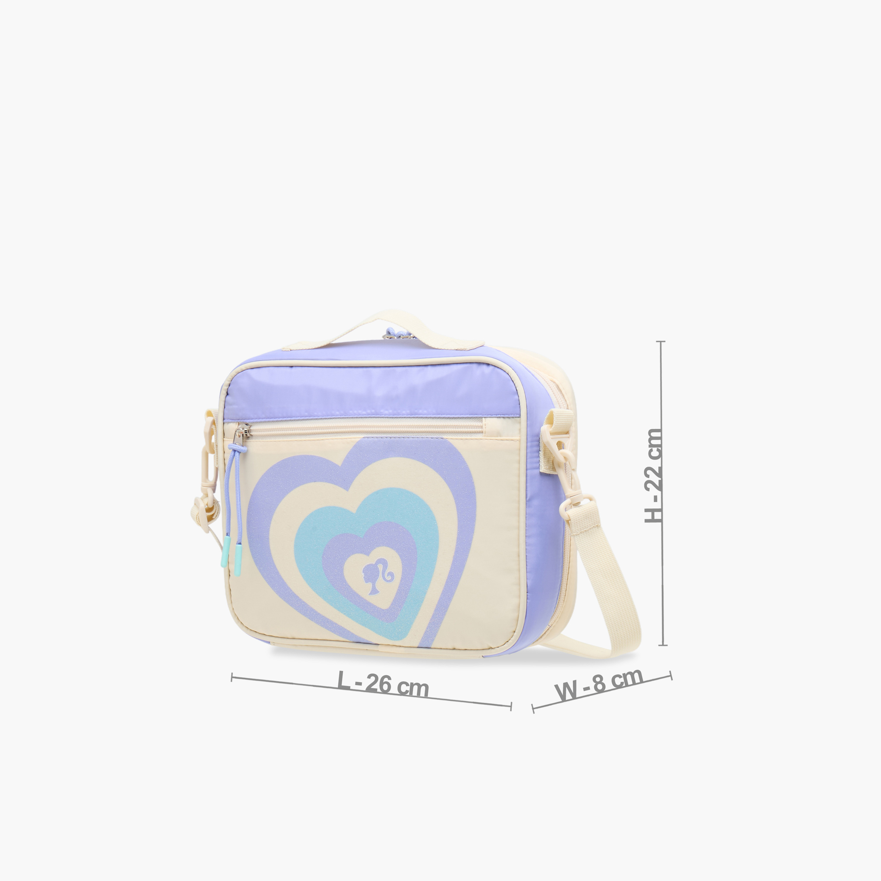 Barbie Heart Print Lunch Bag with Zip Closure-school-lunchessentials-lunchbags-image-2
