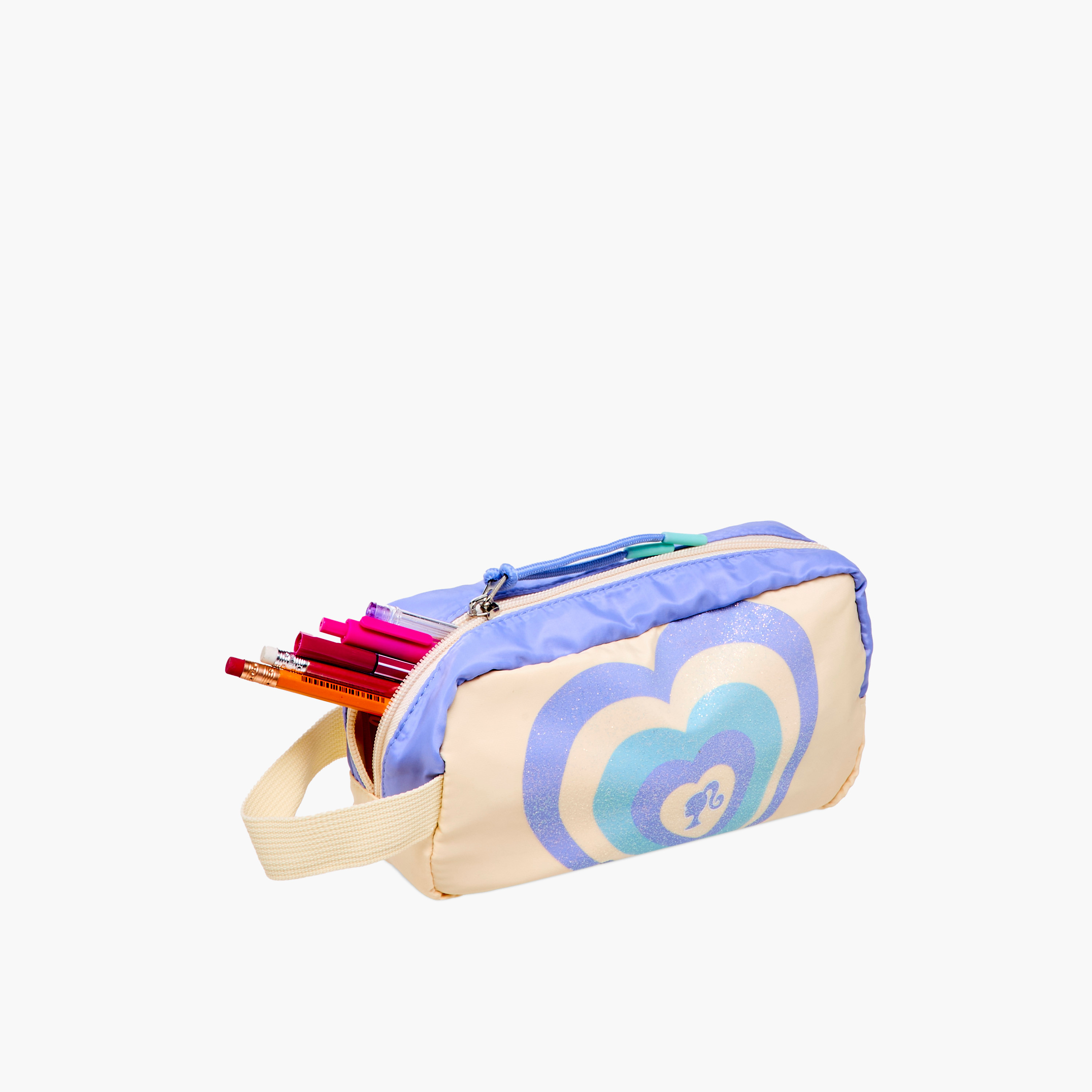 Barbie Heart Print Pencil Pouch with Zip Closure-school-stationery-pencilcases-image-6