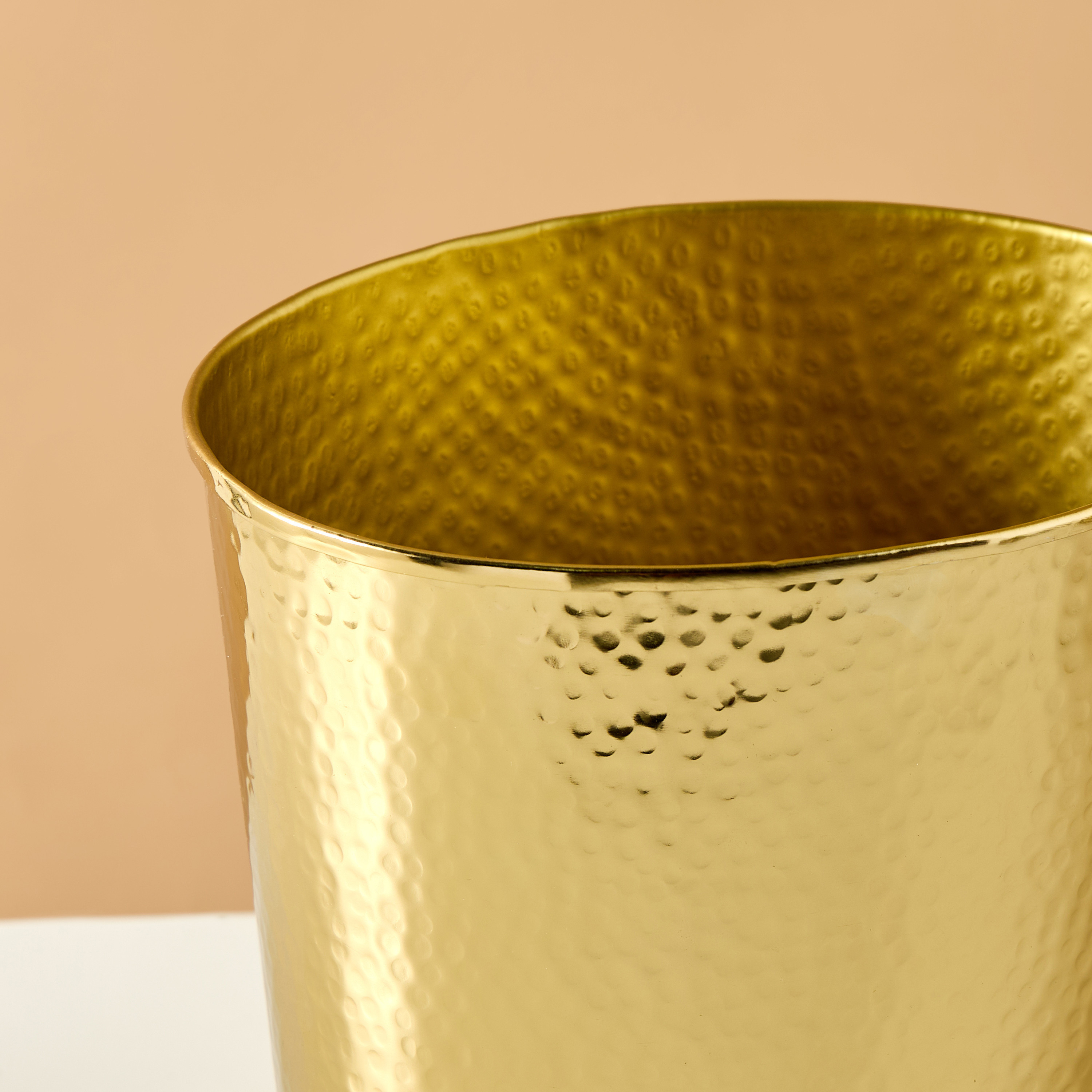 Textured Aluminium Waste Bin - 23x26 cms-household-bathandlaundry-wastebinsandaccessories-image-2
