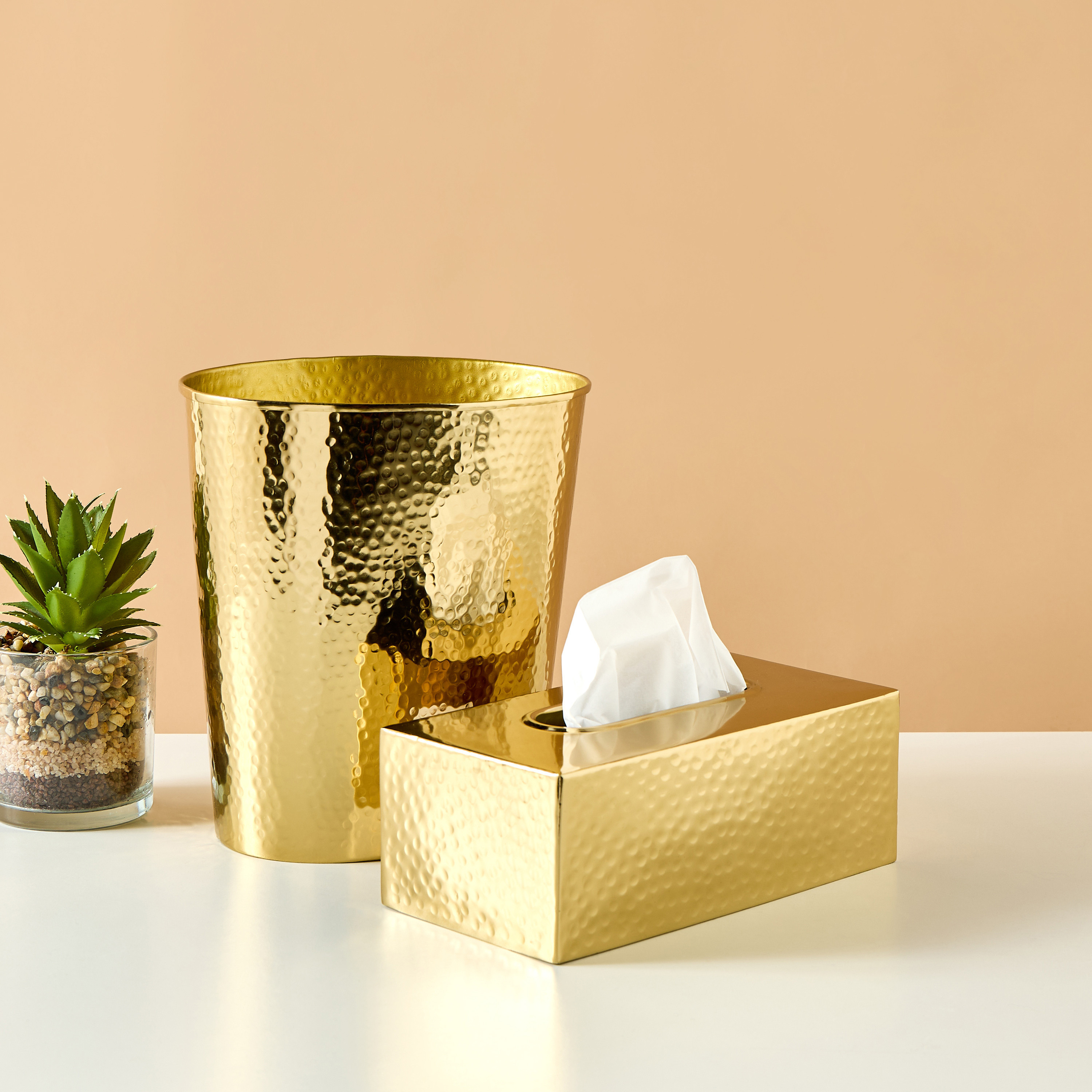 Textured Aluminium Waste Bin - 23x26 cms-household-bathandlaundry-wastebinsandaccessories-image-4
