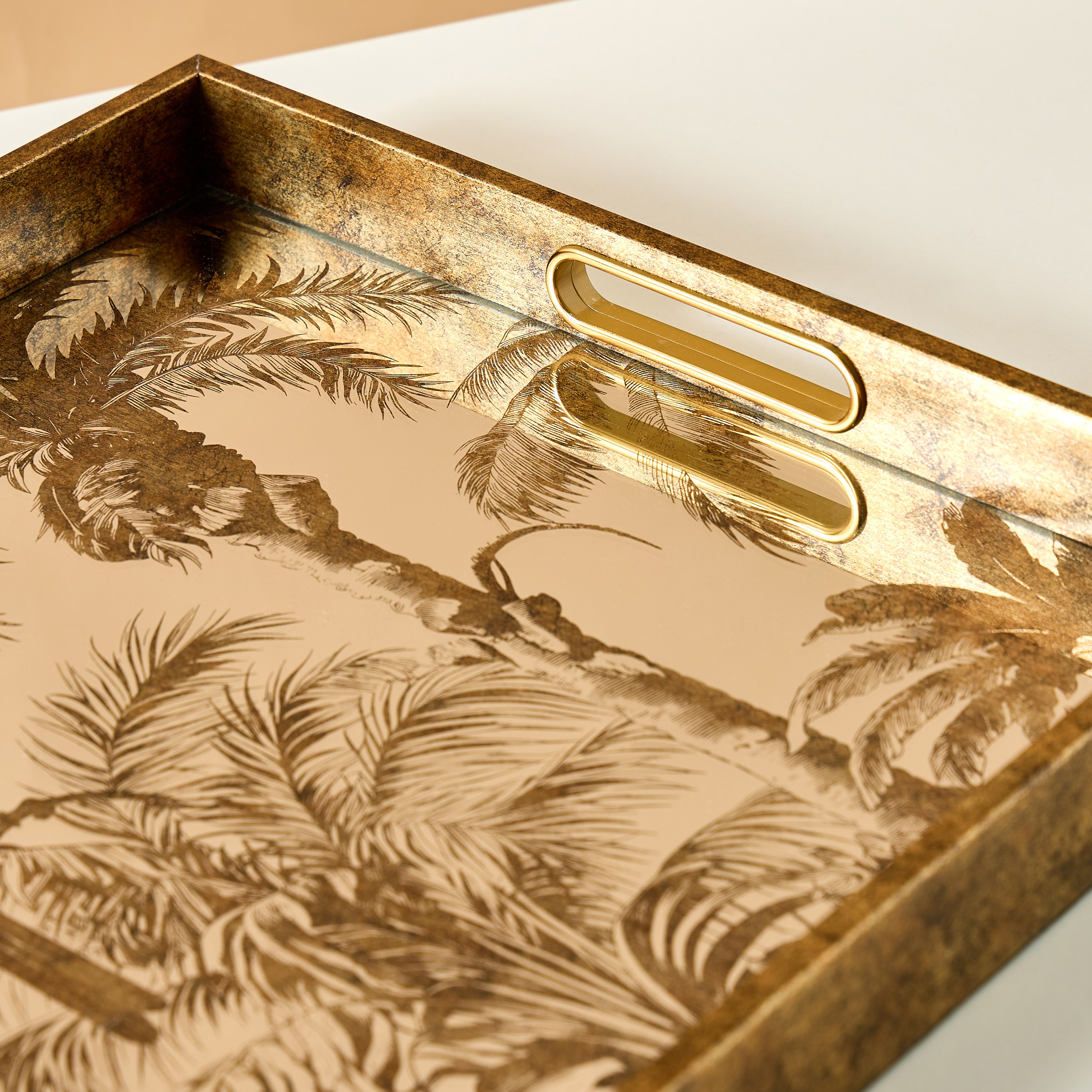 Decorative Glass Tray with Cutout Handles - 37x4 cms-household-decor-boxesandtrays-image-3