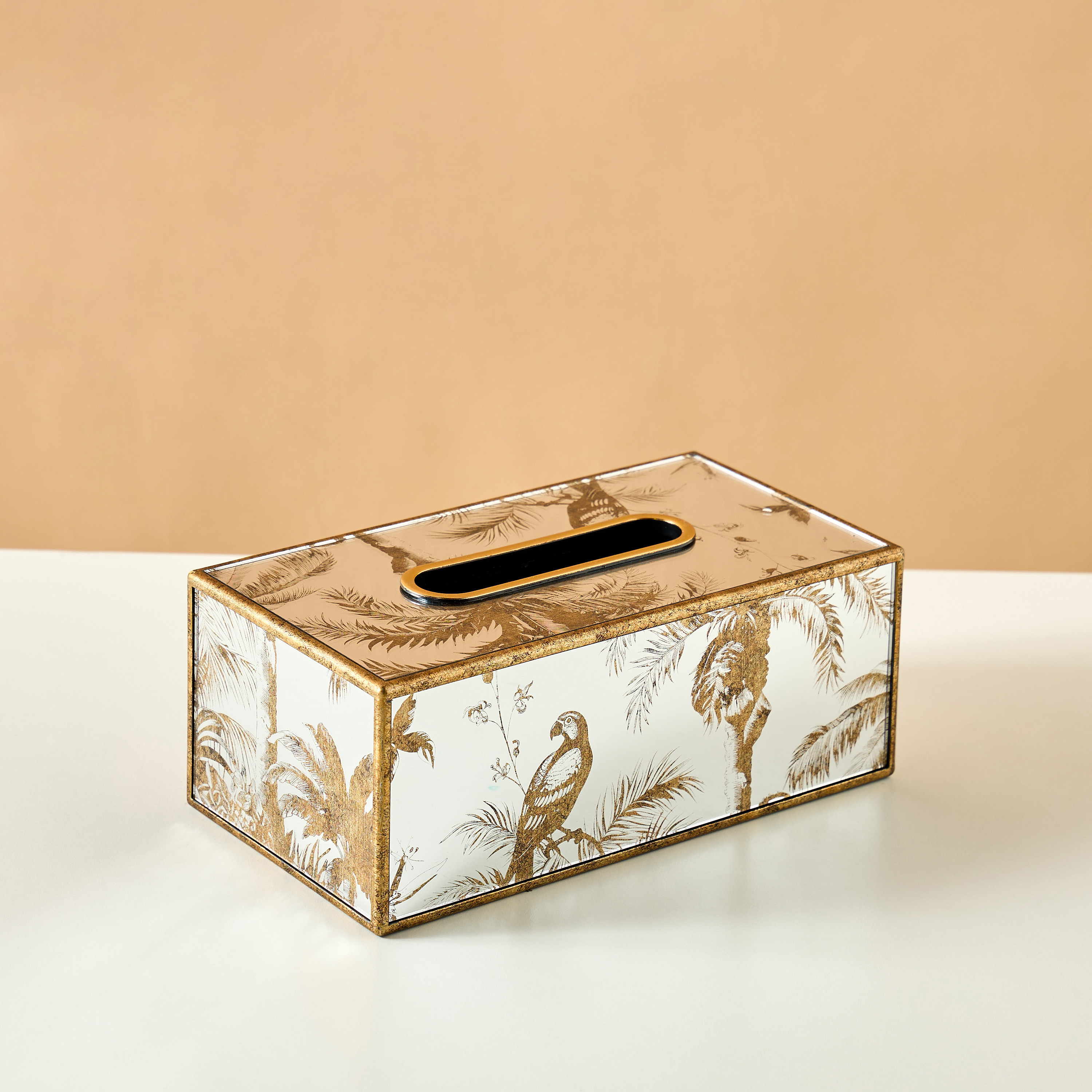 Decorative Tropical Print Tissue Holder - 25x10 cms-household-bathandlaundry-bathaccessories-tissueboxesandcottonjars-image-2