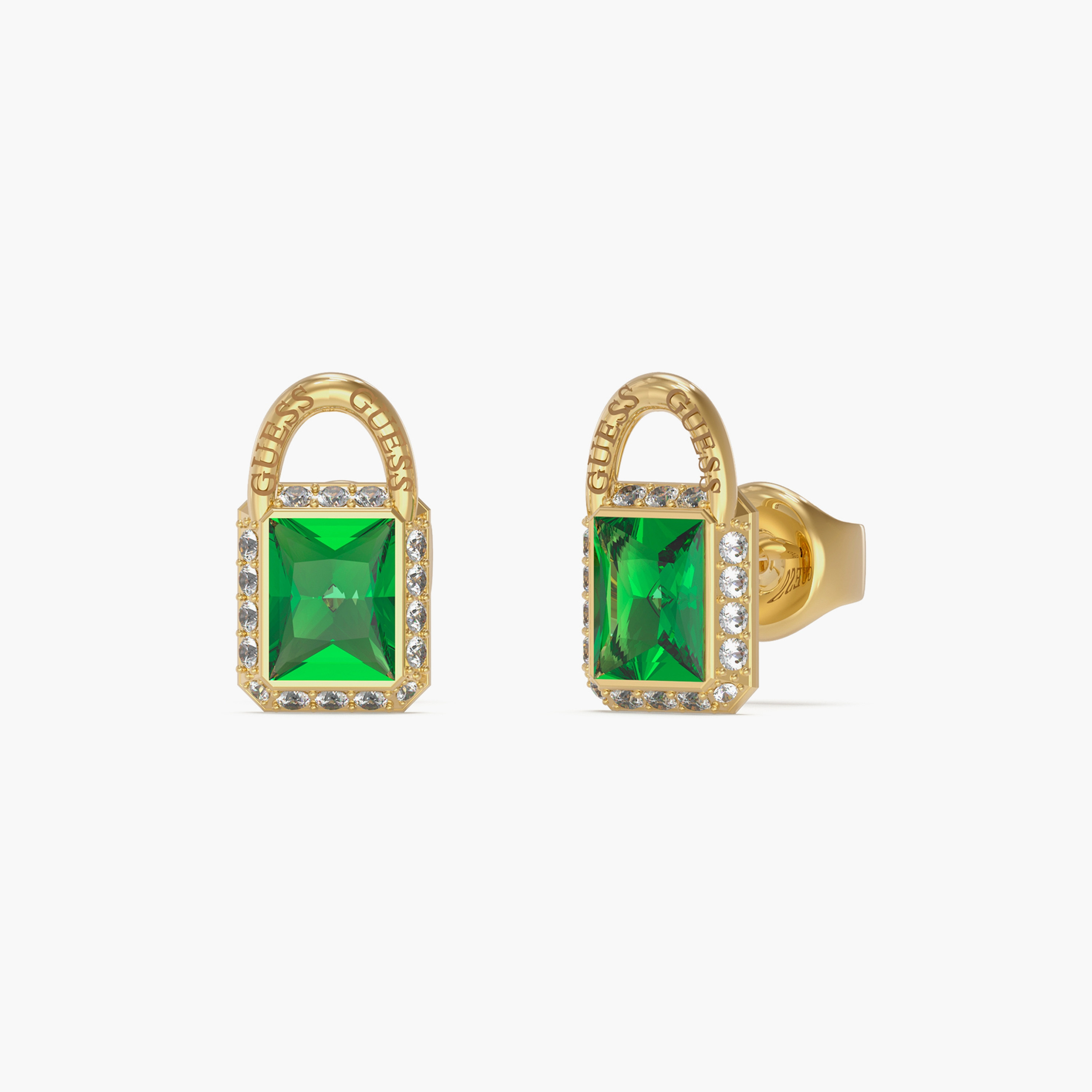 غيس- أقراط فولاذ زمردية مرصعة 15 مم | JUBE02194JWYGGNT-U-women-watchesandjewellery-jewellery-earrings-image-1