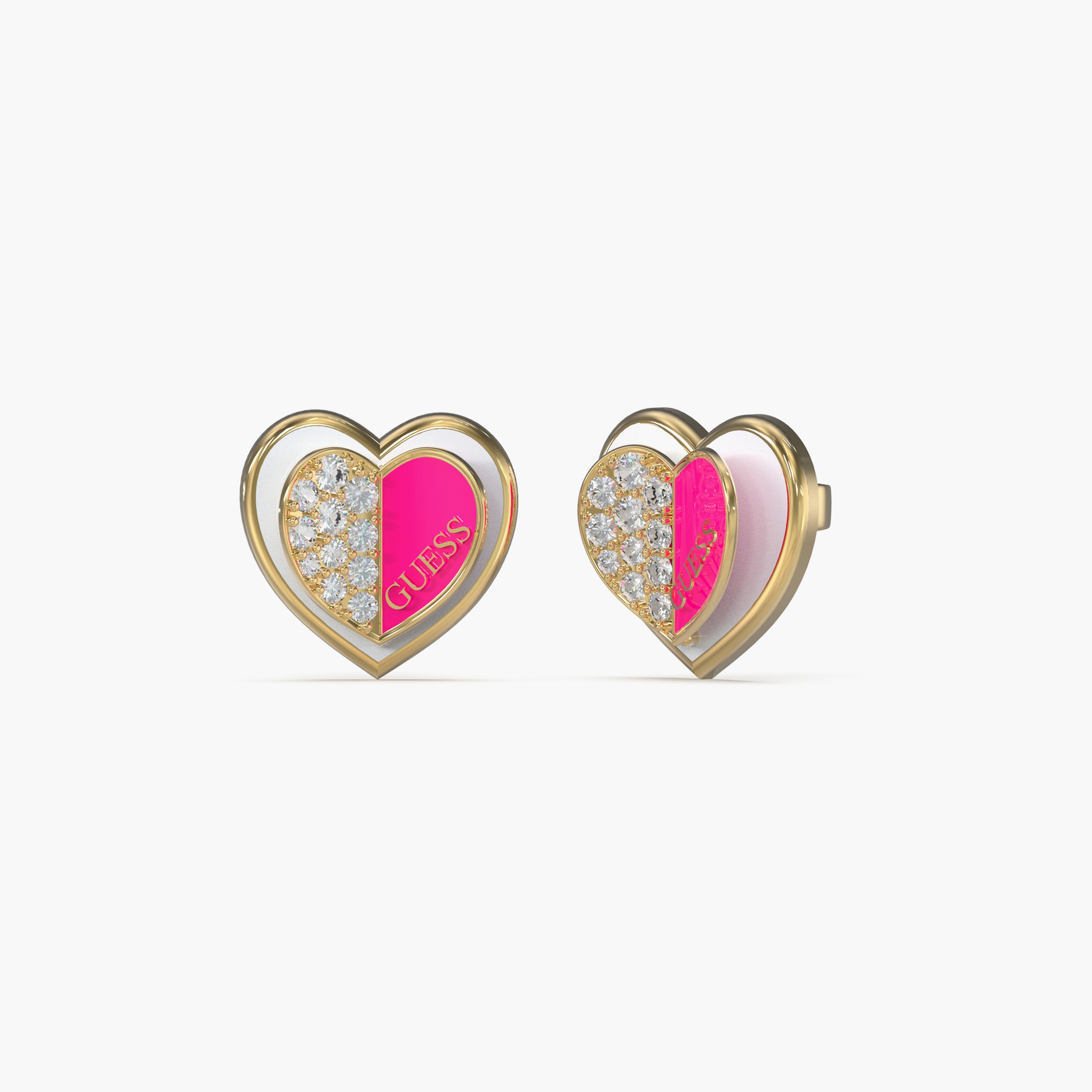 غيس- أقراط فولاذ فوشيا قلب مزدوج 16 مم | JUBE03047JWYGFCT-U-women-watchesandjewellery-jewellery-earrings-image-1