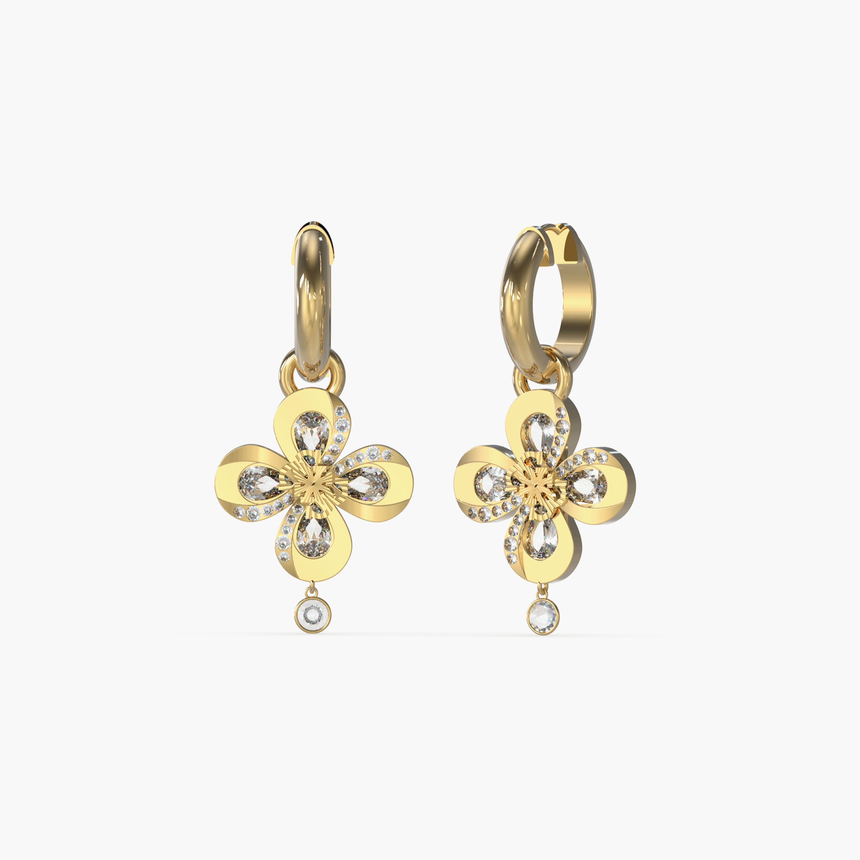 غيس- أقراط فولاذ ذهبية على شكل زهرة 40 مم 4 جرام | JUBE03055JWYGT-U-women-watchesandjewellery-jewellery-earrings-image-1