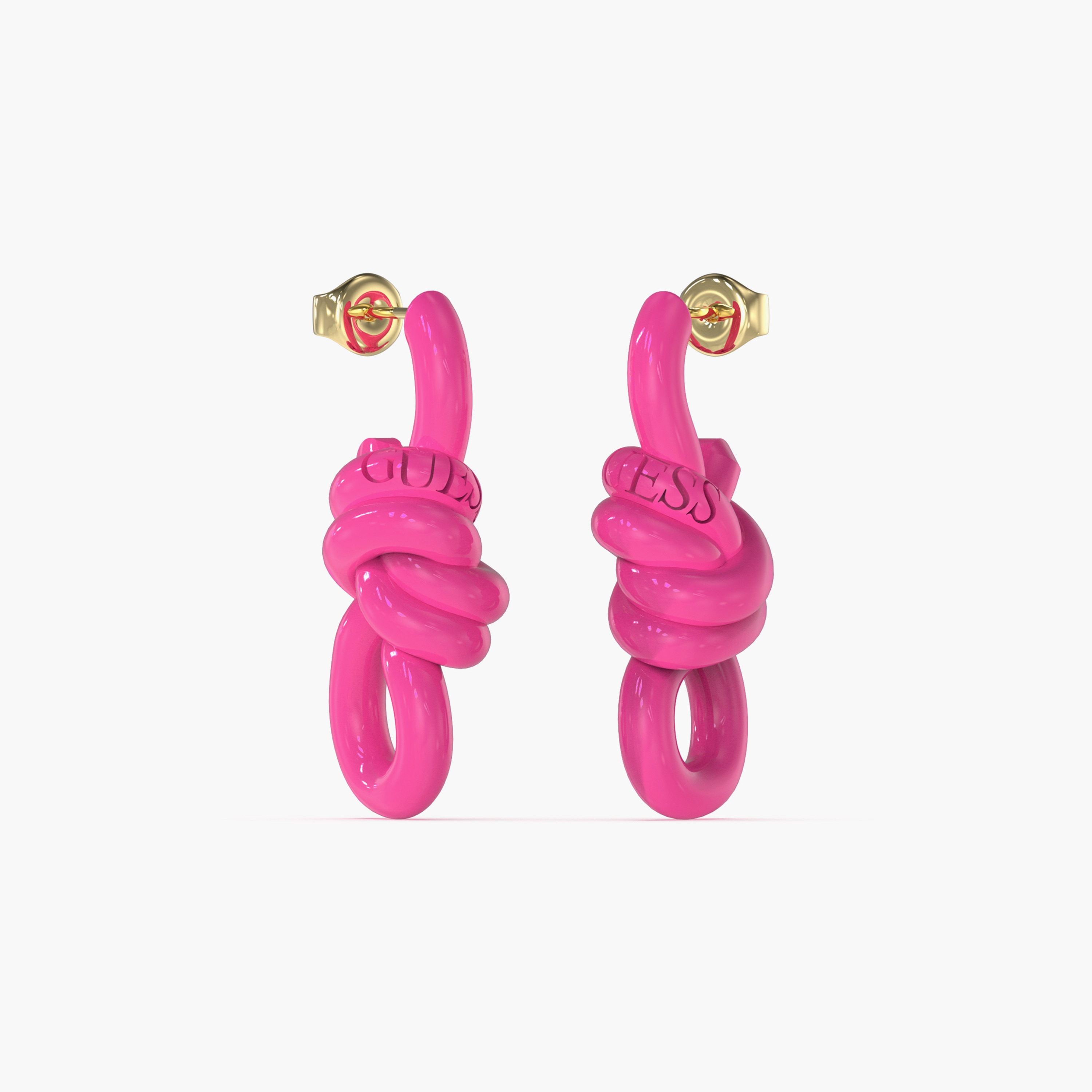 غيس- أقراط ماكسي بتصميم عقدة فولاذ وردية 35 مم | JUBE04002JWYGFCT-U-women-watchesandjewellery-jewellery-earrings-image-1