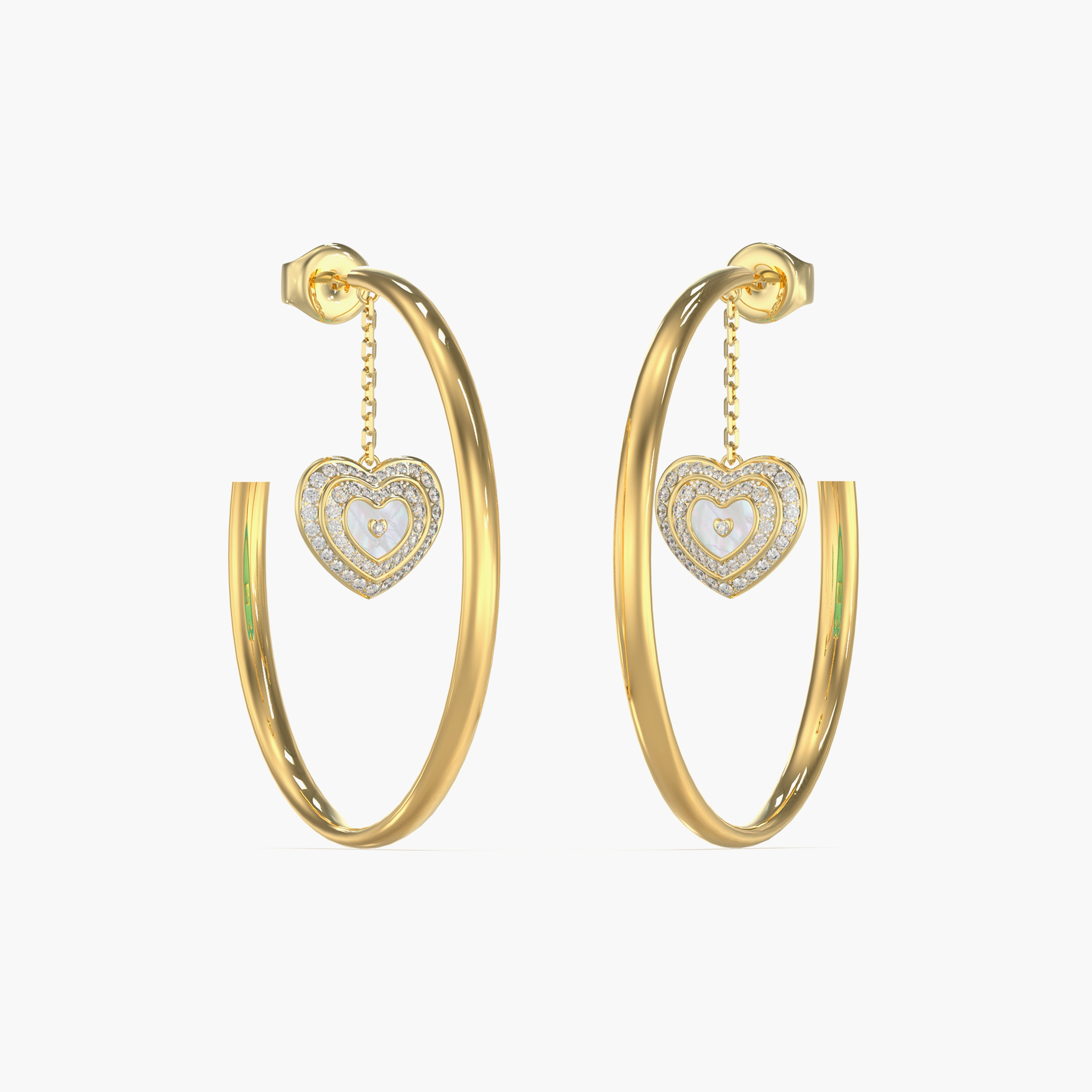 Guess 50MM Mop And Crystals Hoops Gold Steel | JUBE04018JWYGWHT/U-women-watchesandjewellery-jewellery-earrings-image-1