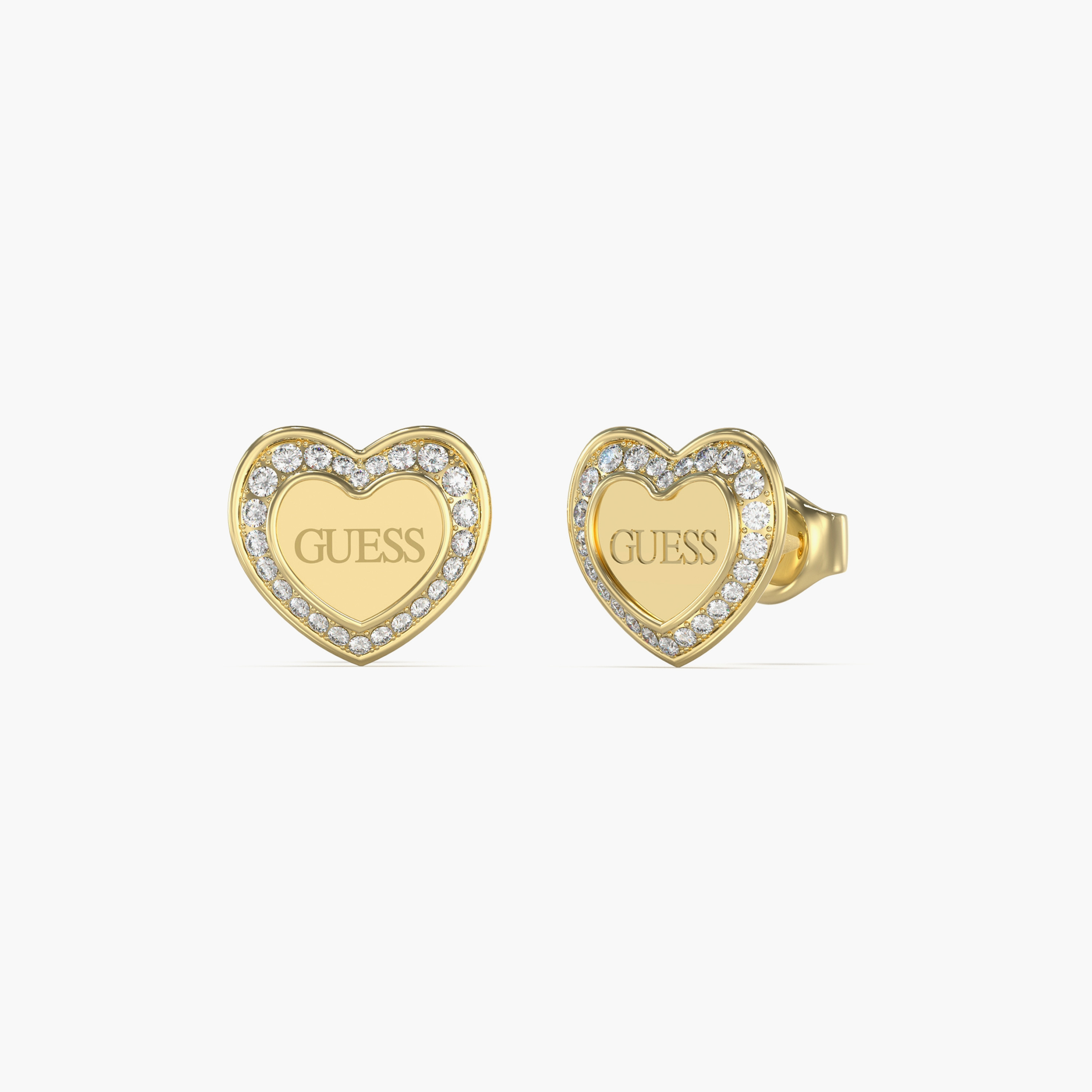غيس- أقراط فولاذ ذهبية على شكل قلب مرصعة بالكريستال 12 مم | JUBE04035JWYGT-U-women-watchesandjewellery-jewellery-earrings-image-1