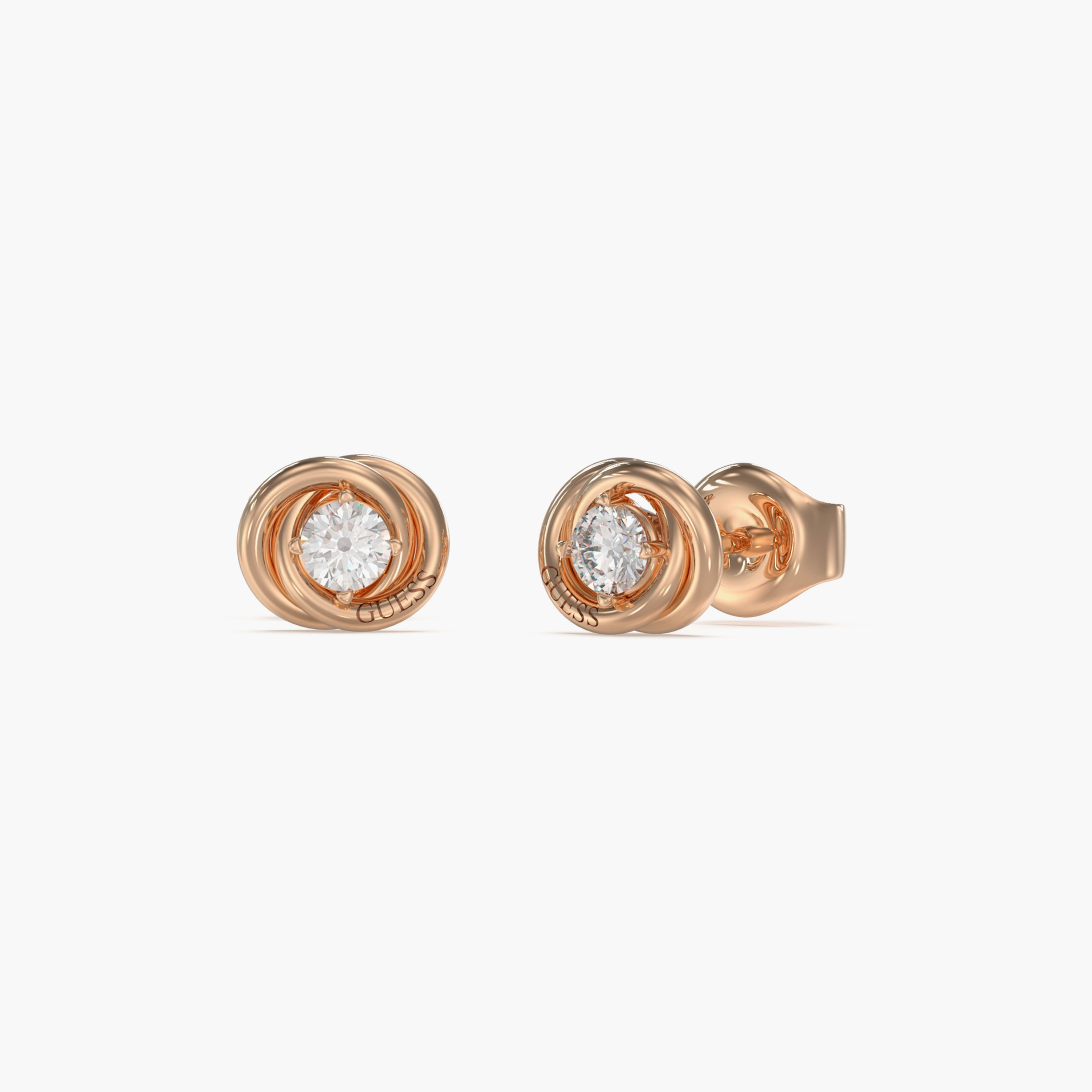 غيس- أقراط فولاذ ذهبي وردي بحلقات متداخلة 8 مم | JUBE04065JWRGT-U-women-watchesandjewellery-jewellery-earrings-image-1