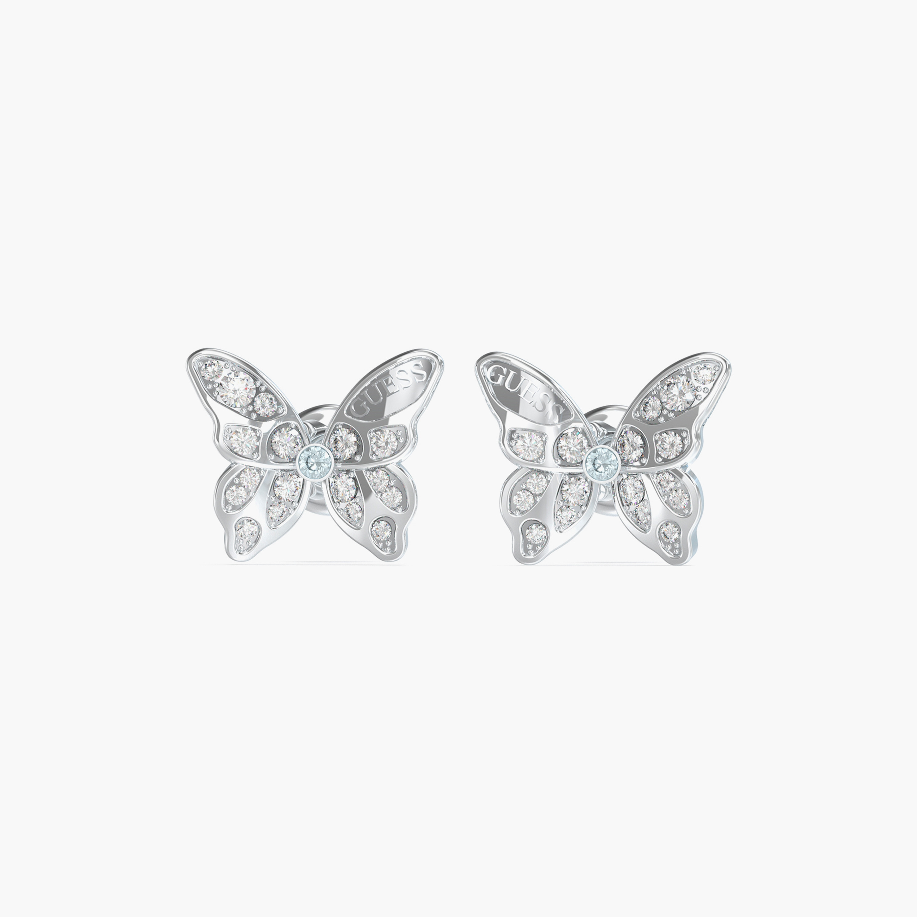 غيس- أقراط فولاذ فضية على شكل فراشة 12 مم | JUBE04108JWRHT-U-women-watchesandjewellery-jewellery-earrings-image-1