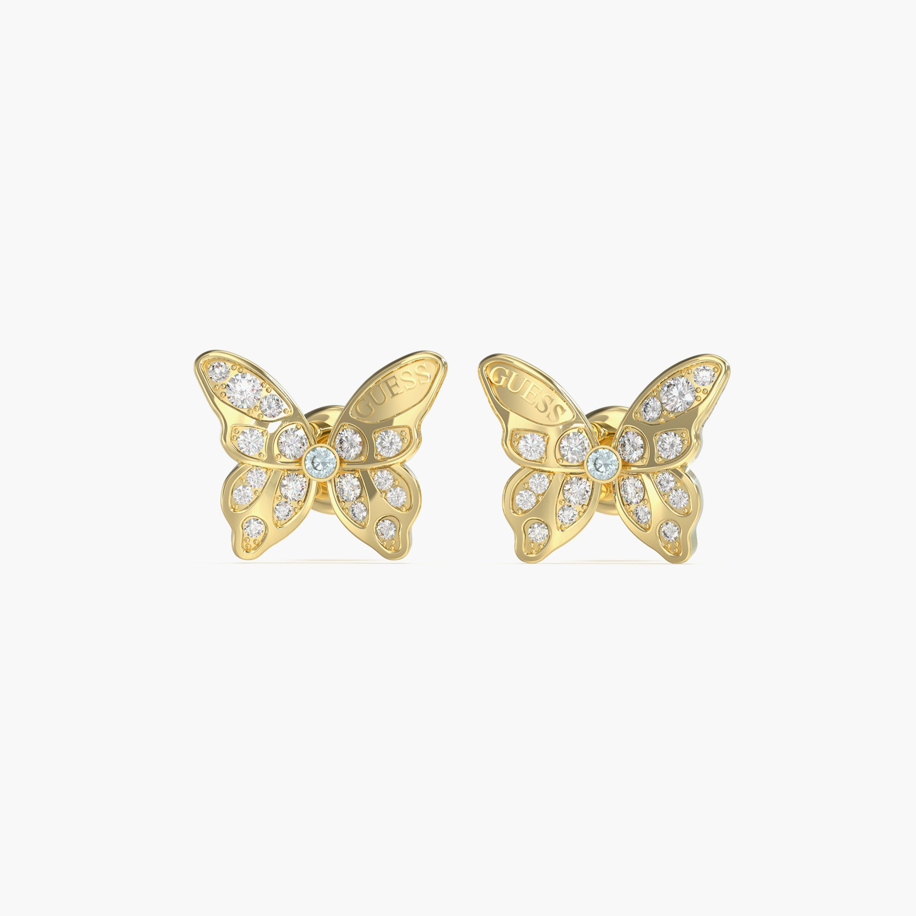 غيس- أقراط فولاذ ذهبية على شكل فراشة مرصعة 12 مم | JUBE04108JWYGT-U-women-watchesandjewellery-jewellery-earrings-image-1