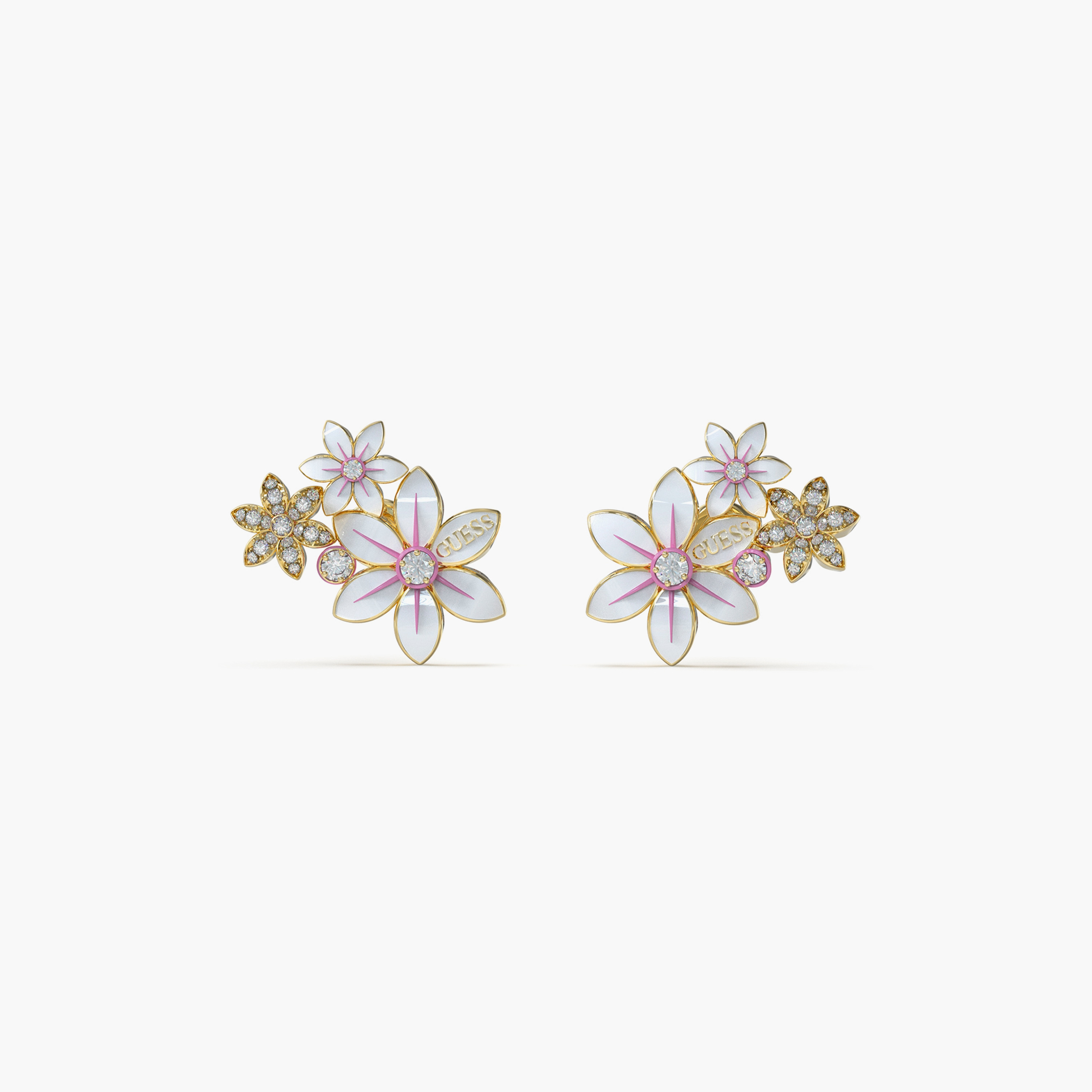 غيس- أقراط من الفولاذ بتصميم زهور متعددة 20 مم | JUBE04131JWYGWHT-U-women-watchesandjewellery-jewellery-earrings-image-1