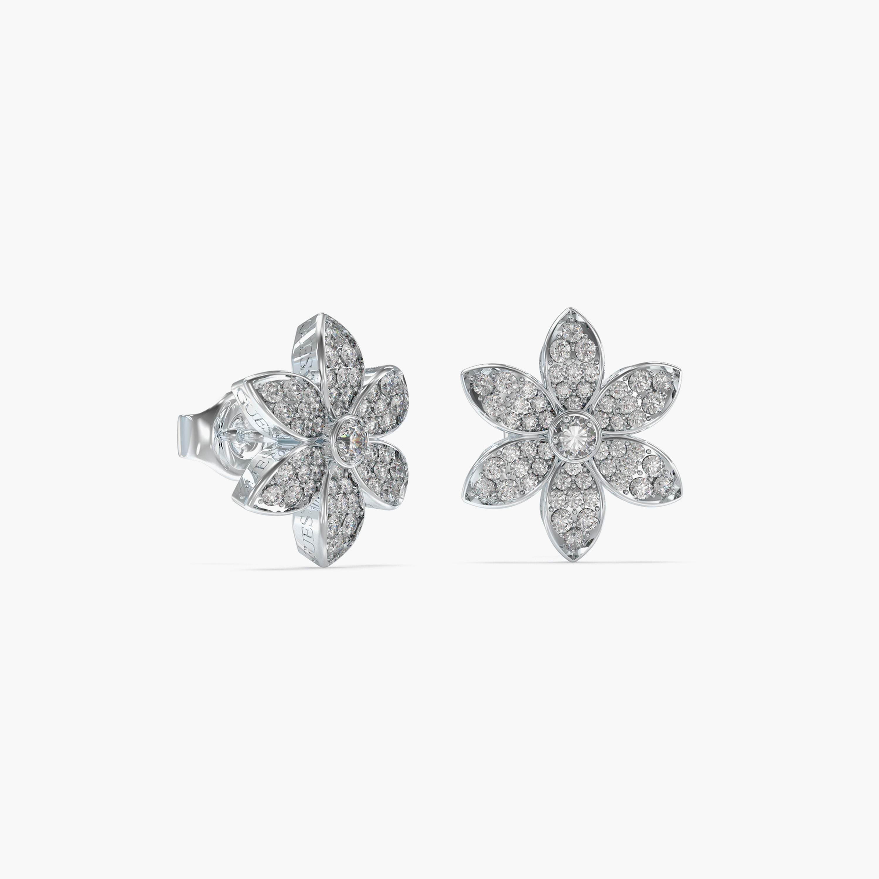 غيس- أقراط فولاذ فضية على شكل زهرة مرصعة بأحجار 15 مم | JUBE04145JWRHT-U-women-watchesandjewellery-jewellery-earrings-image-1