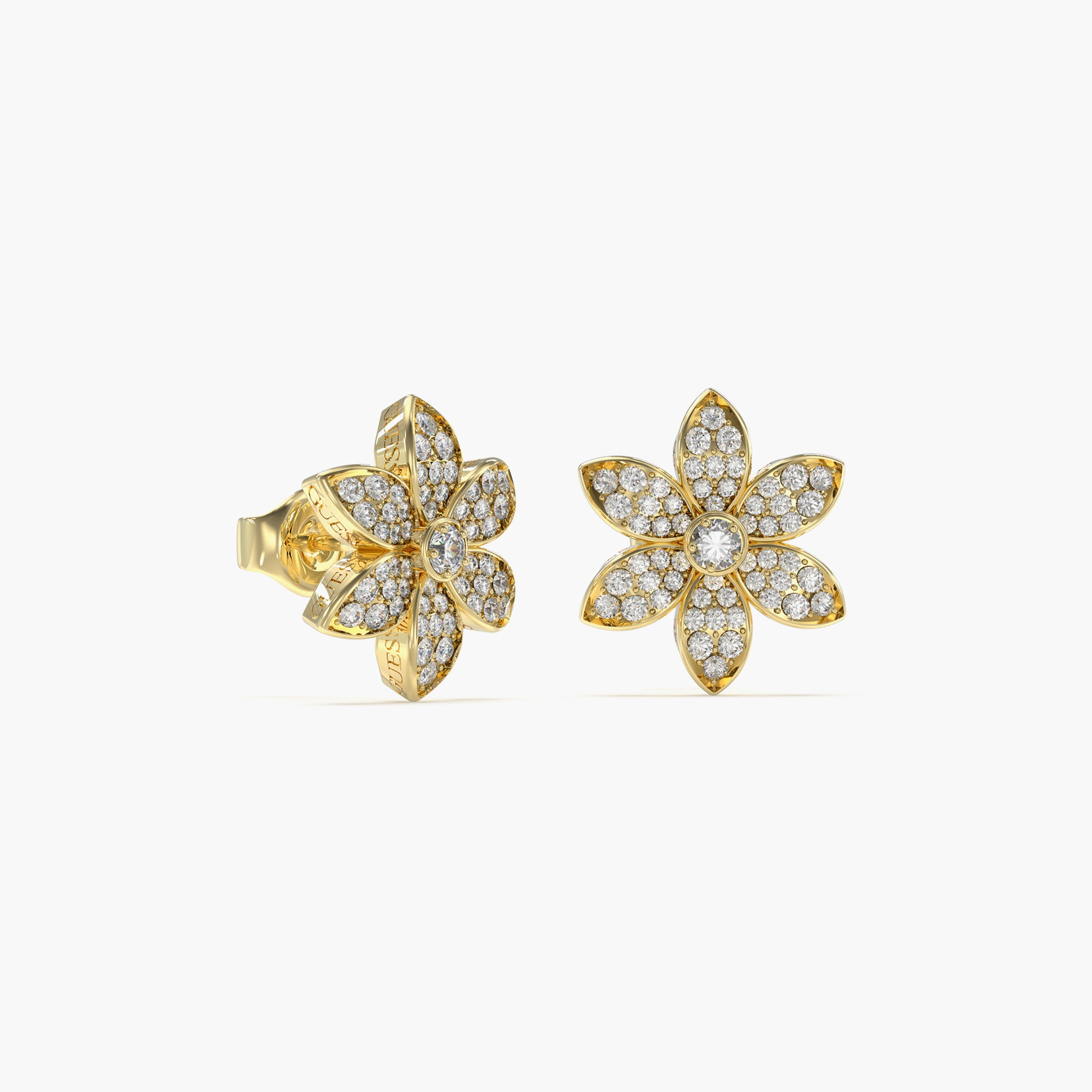غيس- أقراط فولاذ ذهبية على شكل زهرة مرصعة بأحجار 15 مم | JUBE04145JWYGT-U-women-watchesandjewellery-jewellery-earrings-image-1