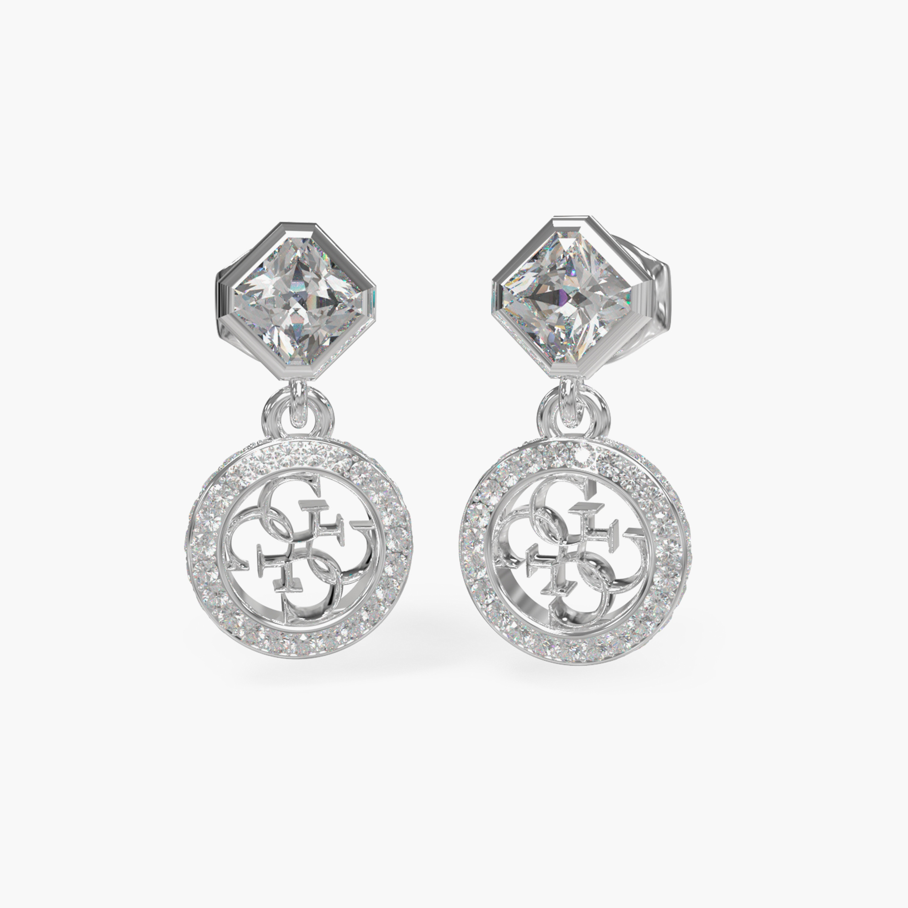 غيس- أقراط فضية شفافة على شكل قطرة ماء 20 مم من الفولاذ | JUBE04154JWRHT-U-women-watchesandjewellery-jewellery-earrings-image-1