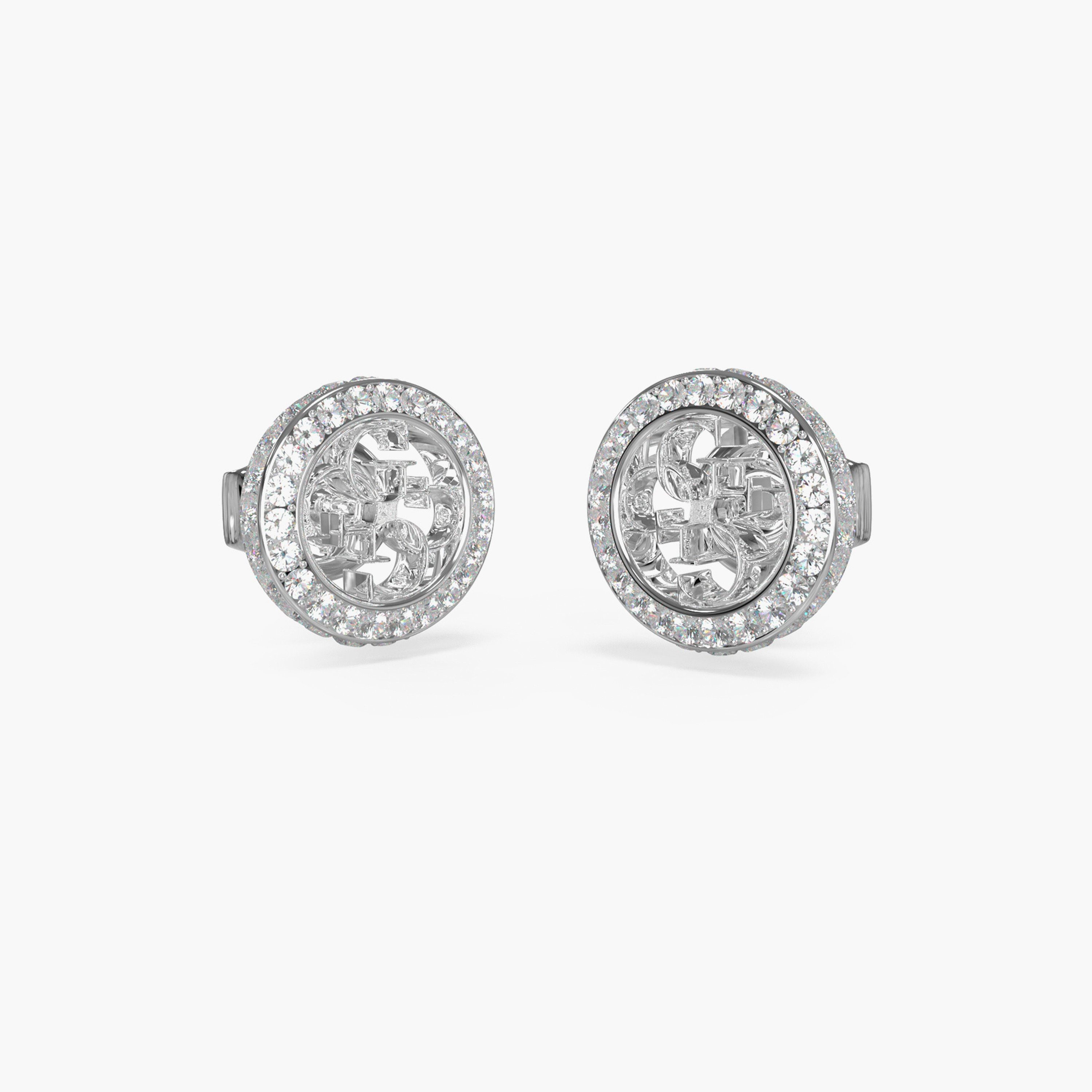 غيس- أقراط فولاذ فضية مرصعة بأحجار 10 مم 4 جرام | JUBE04164JWRHT-U-women-watchesandjewellery-jewellery-earrings-image-1