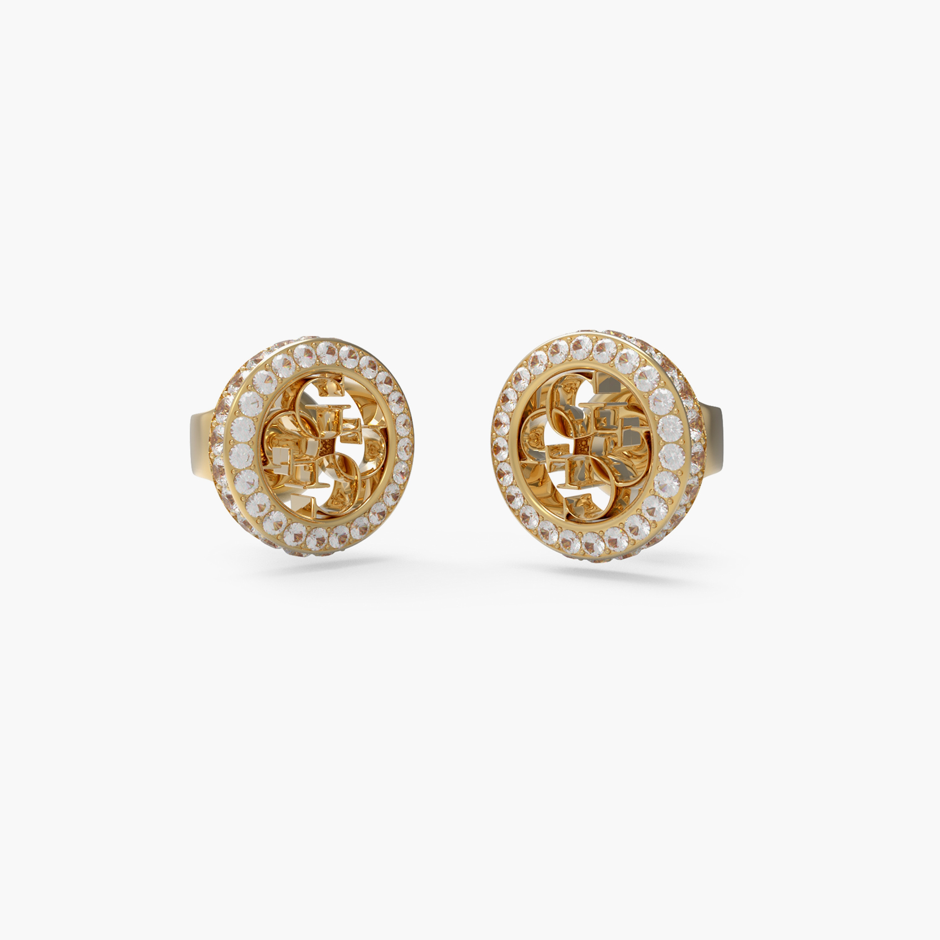 غيس- أقراط فولاذ ذهبية مرصعة بأحجار 10 مم 4 جرام | JUBE04164JWYGT-U-women-watchesandjewellery-jewellery-earrings-image-1